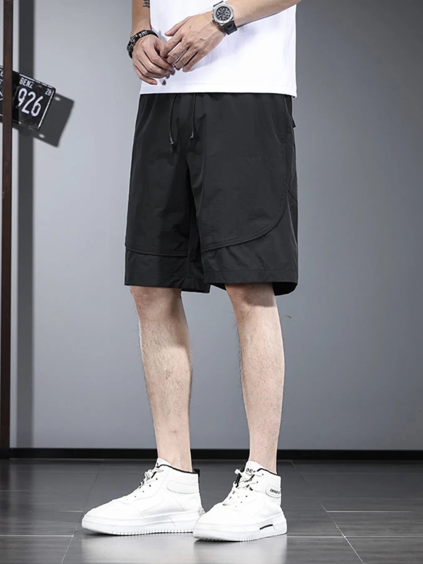 Men's Plus Size Drawstring Pocketed Shorts