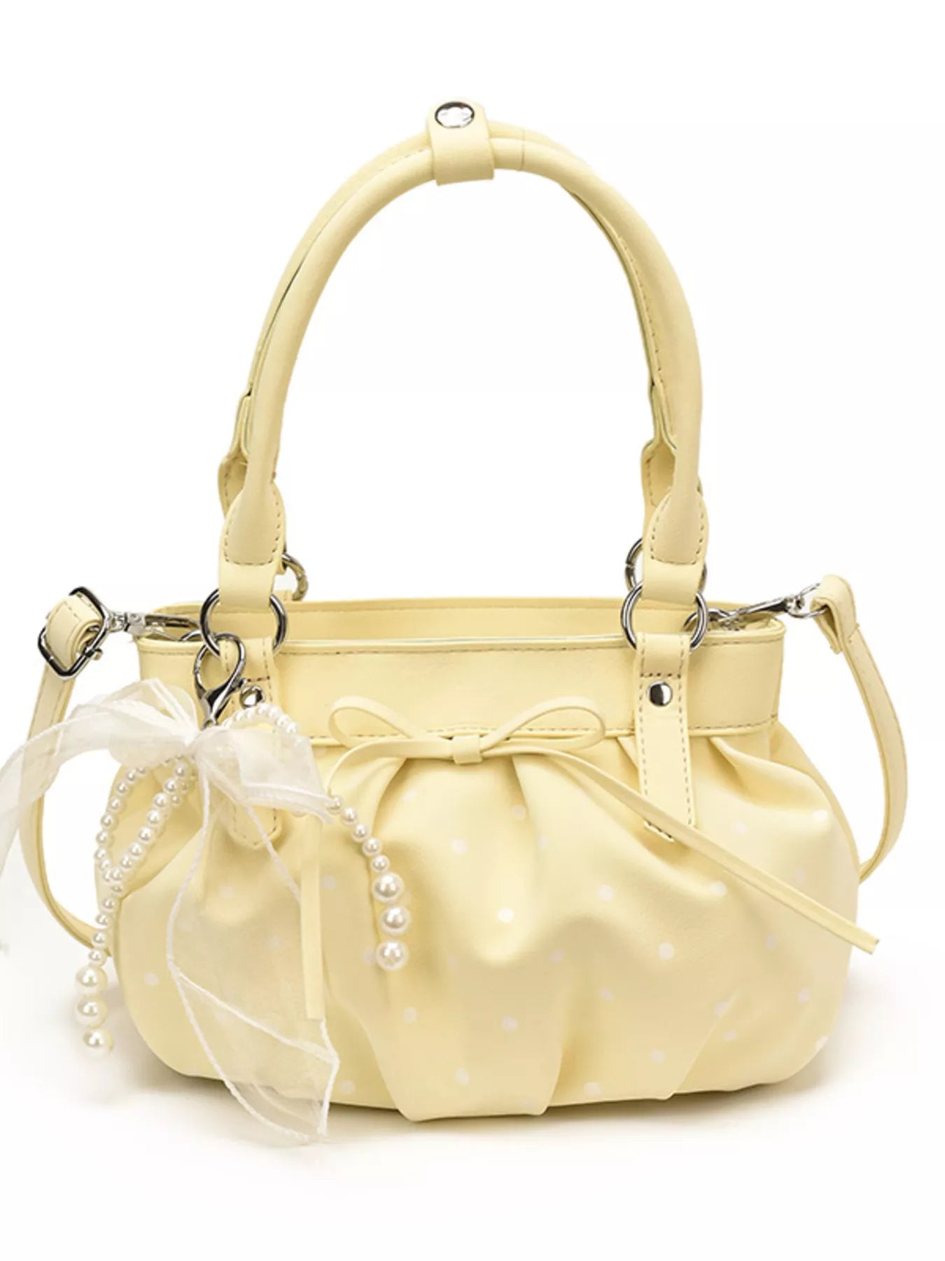 Ruched PU Leather Handbag