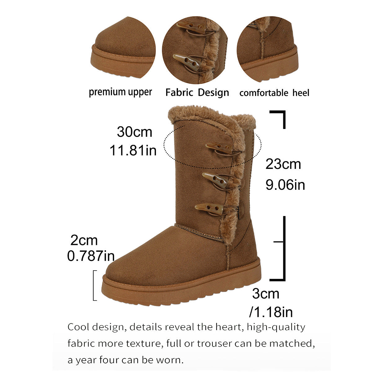 Women's Plush-Trim Round-Toe Flat Tall Winter Boots