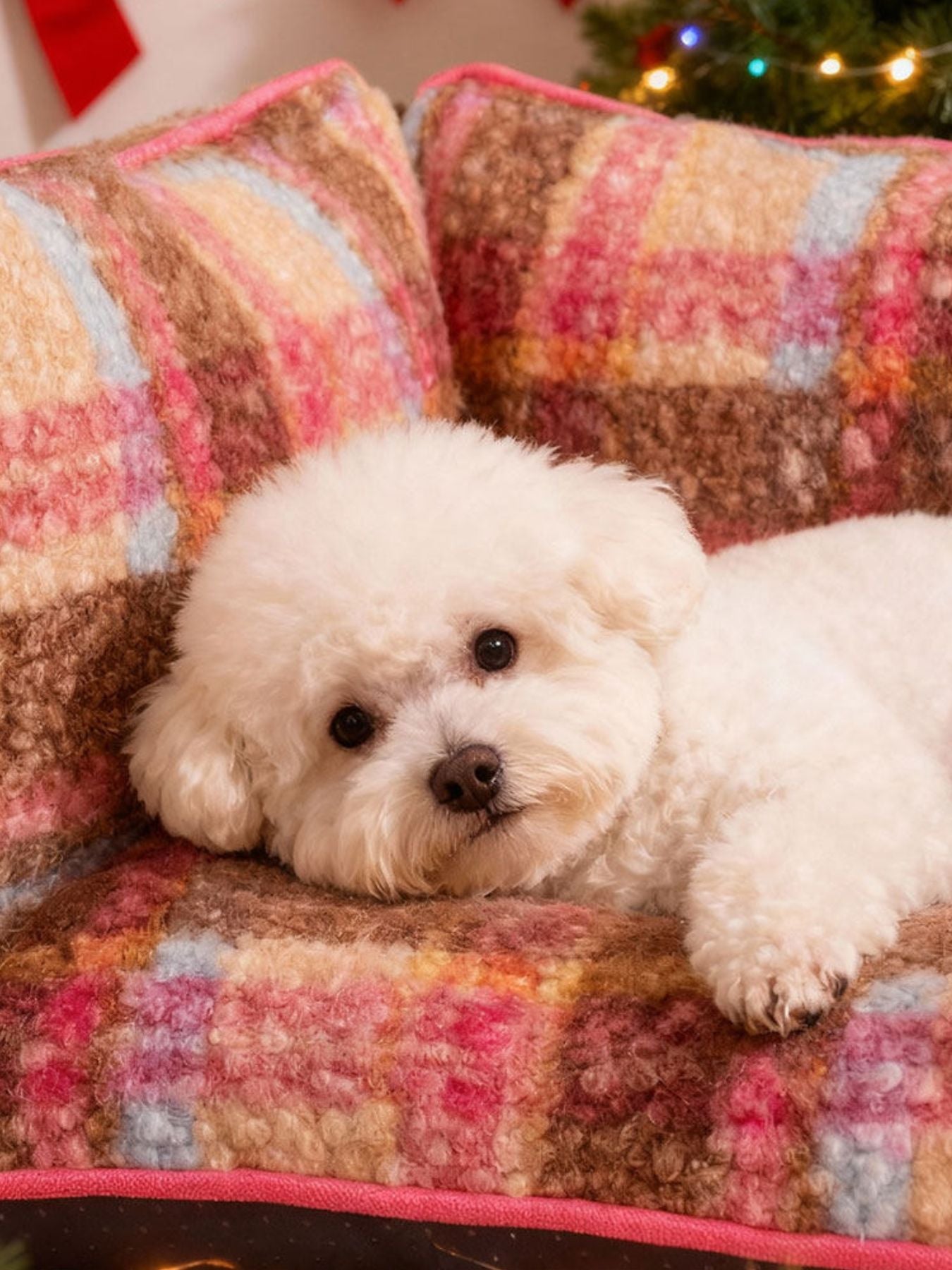 Plaid Pattern Plush Sofa Pet Bed