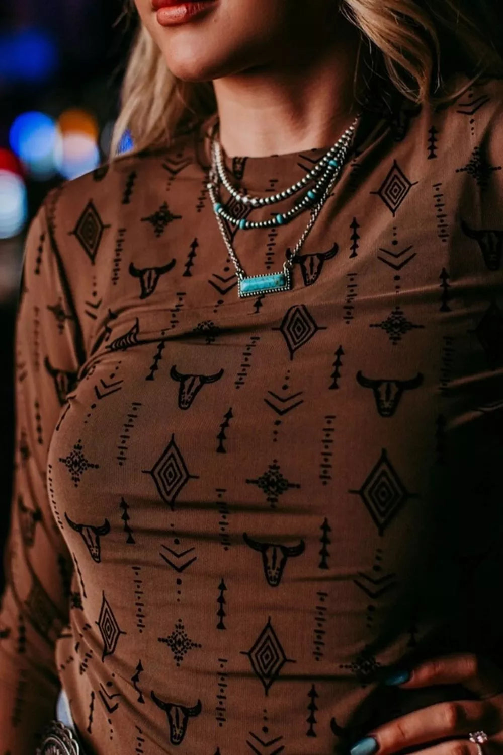 Western-Inspired Long Sleeve T-Shirt