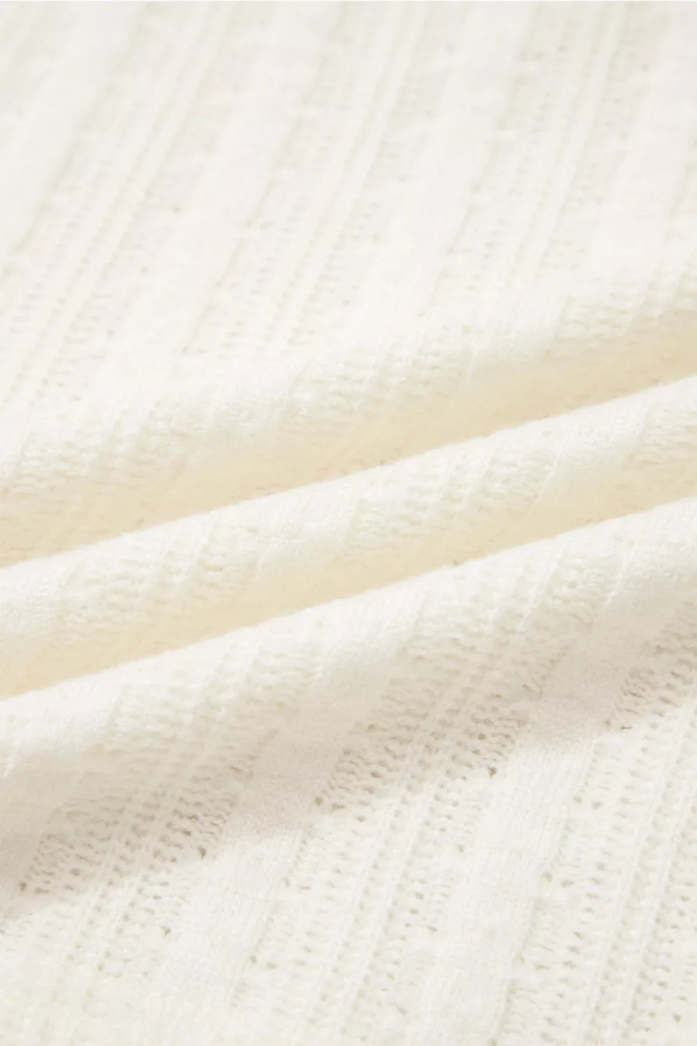 Ribbed Knit Button Detail V-Neck T-Shirt