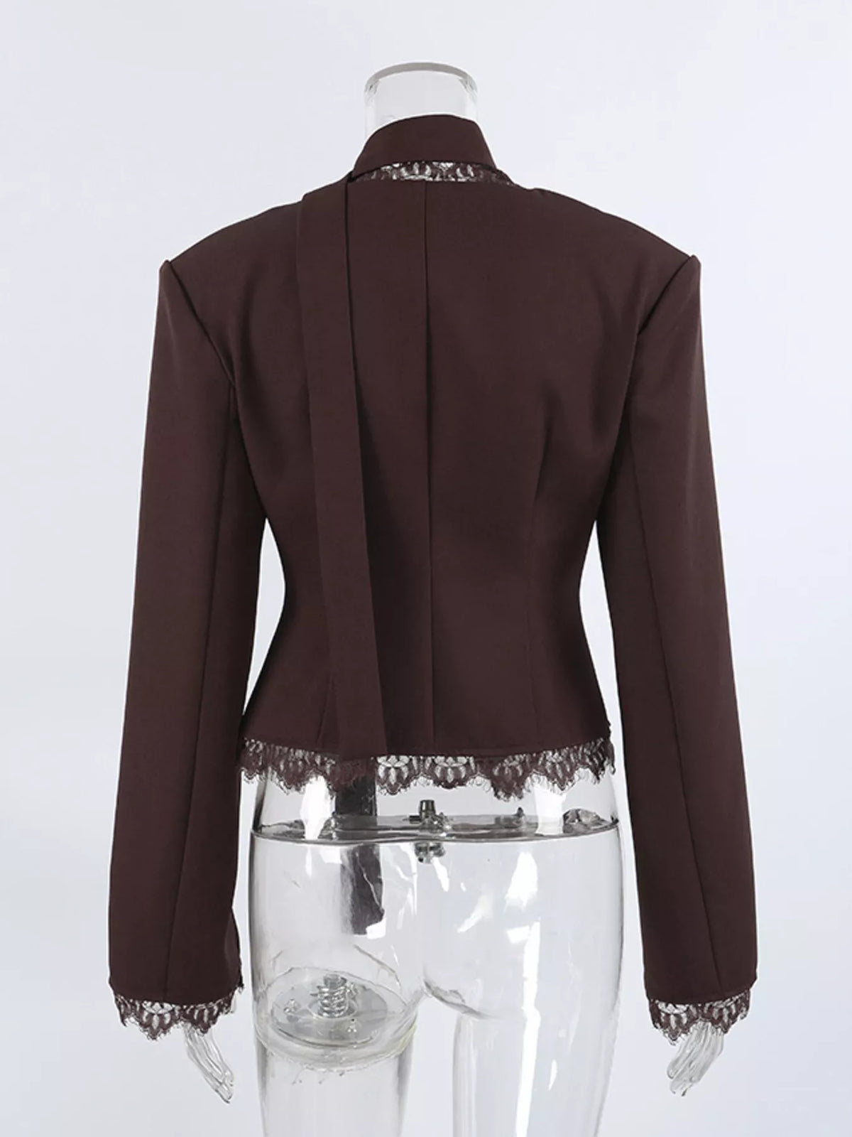 Lace Trim Button Up Blazer