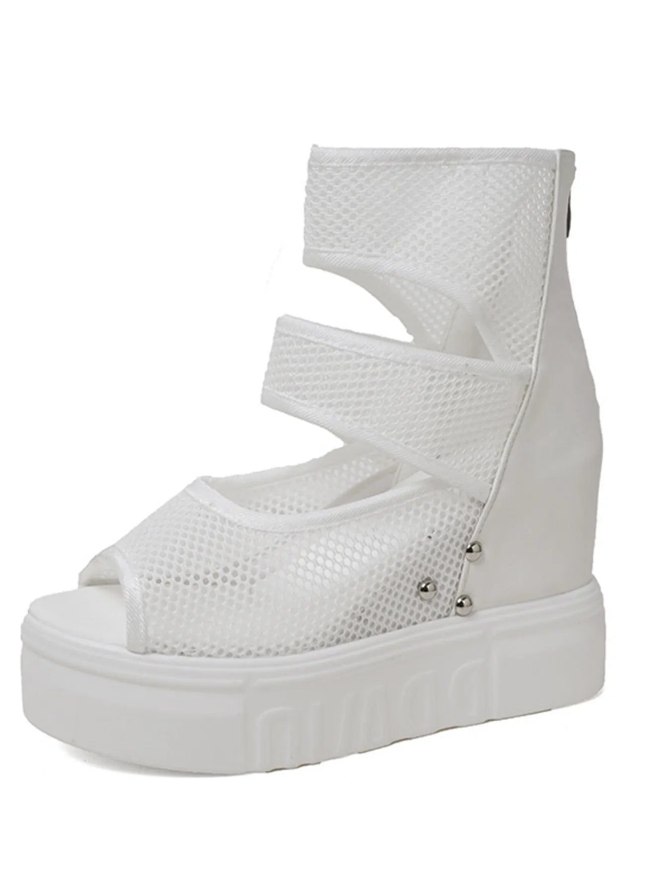 Mesh Cutout Platform Sandal