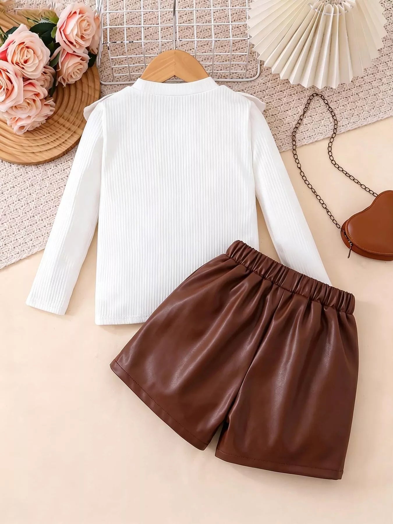 Children's Ruffled Long Sleeve Top and Skirt Set
