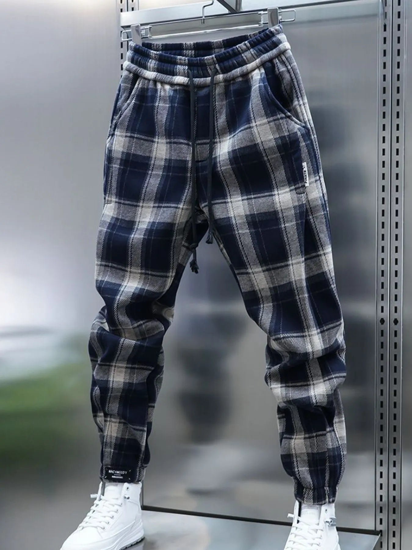 Men's Plus Size Plaid Drawstring Joggers