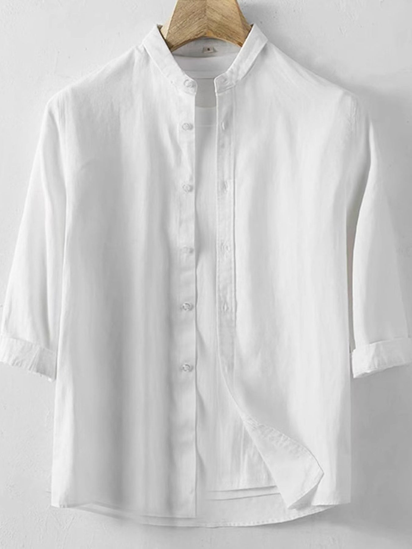 Men's Plus Size Button Up 3/4 Sleeve Shirt