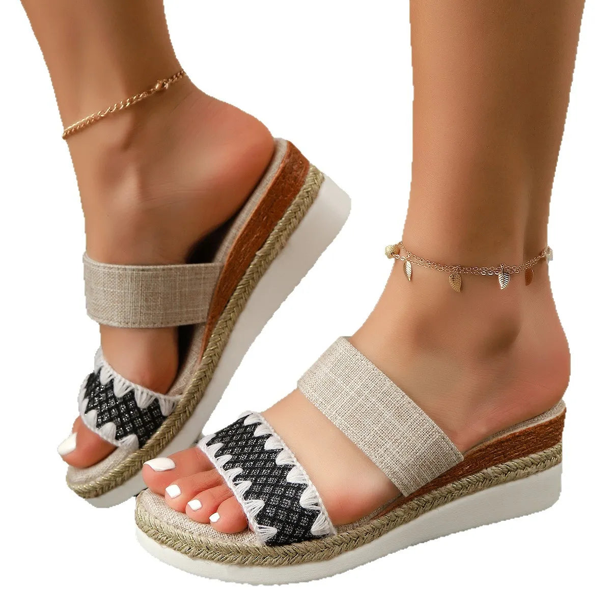 Braided Strap Espadrille Platform Sandals
