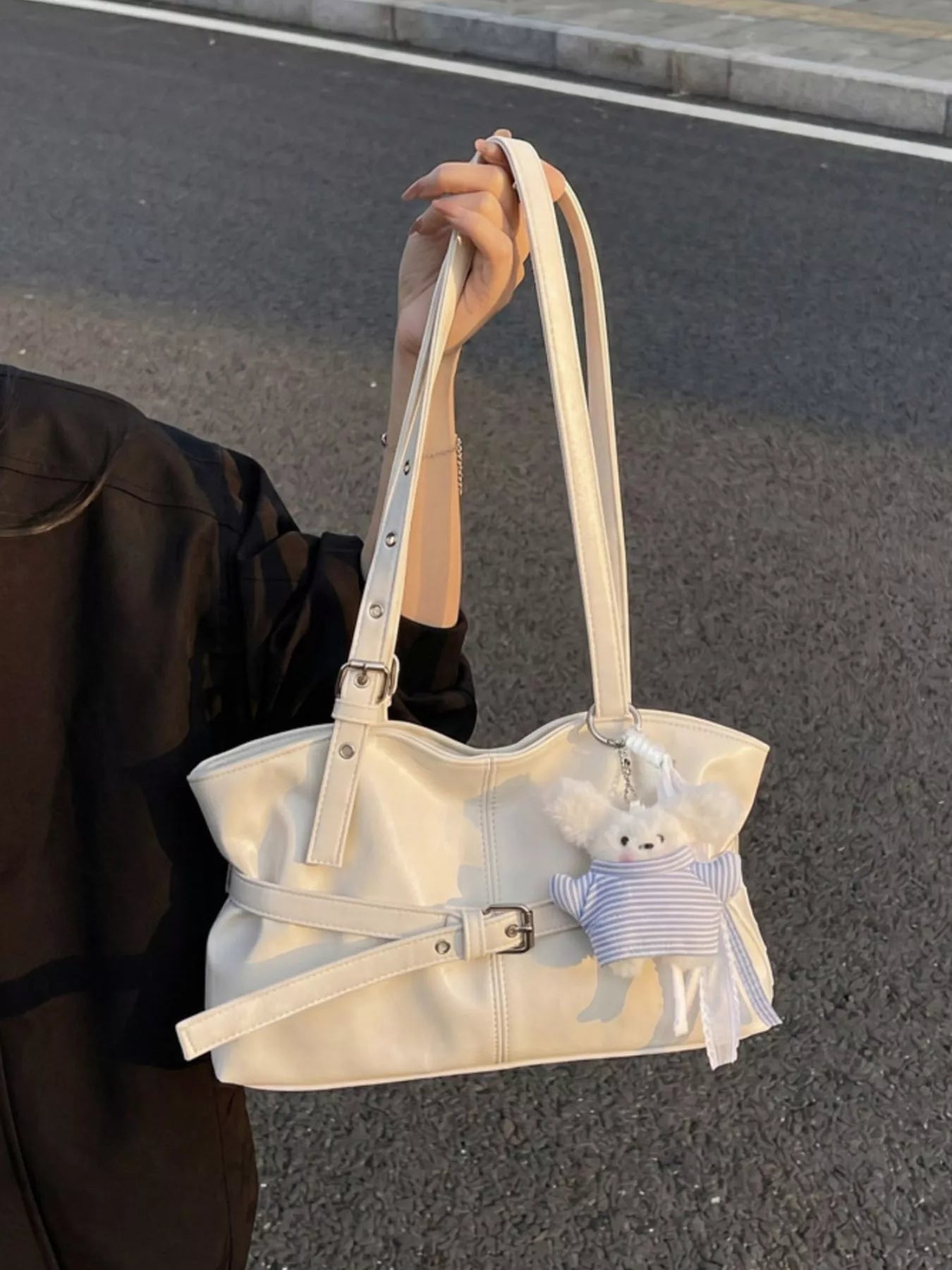 Buckle Decor Shoulder Bag