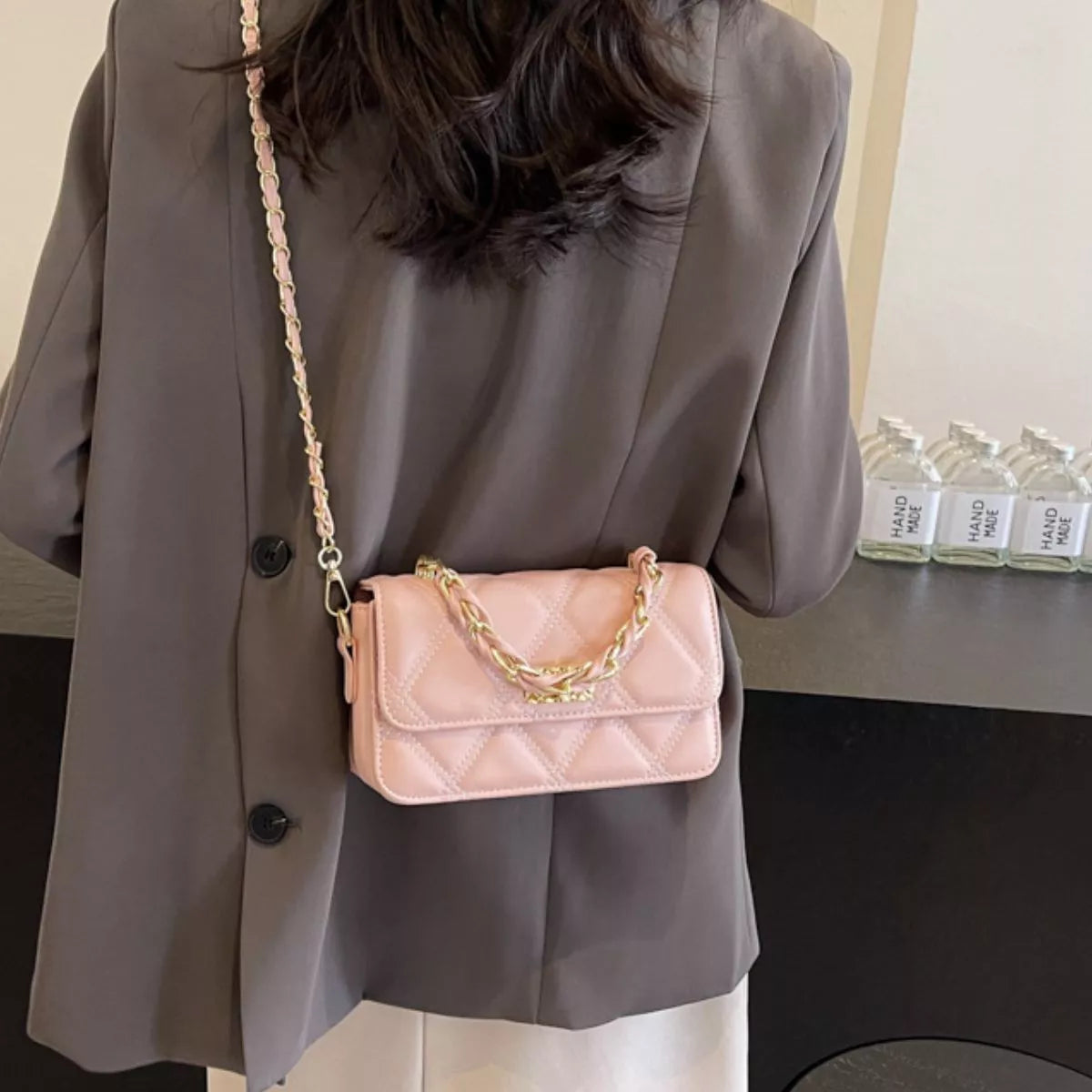 Quilted Chain Strap Crossbody Bag