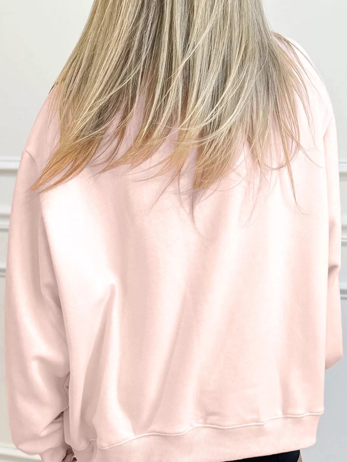 Sequin Candy Cane Ribbed Mock Neck Christmas Sweatshirt