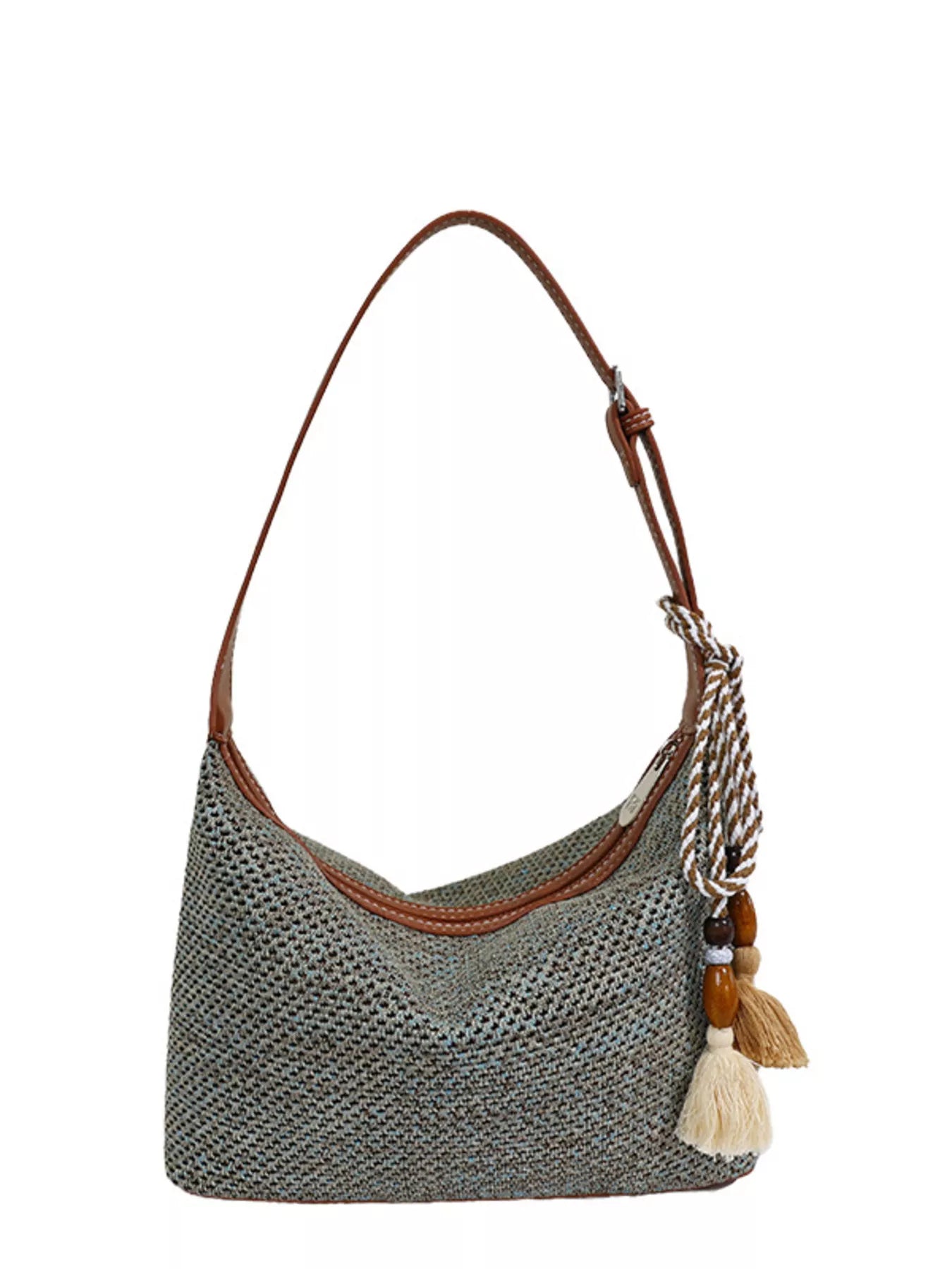 Woven Shoulder Bag with Tassel