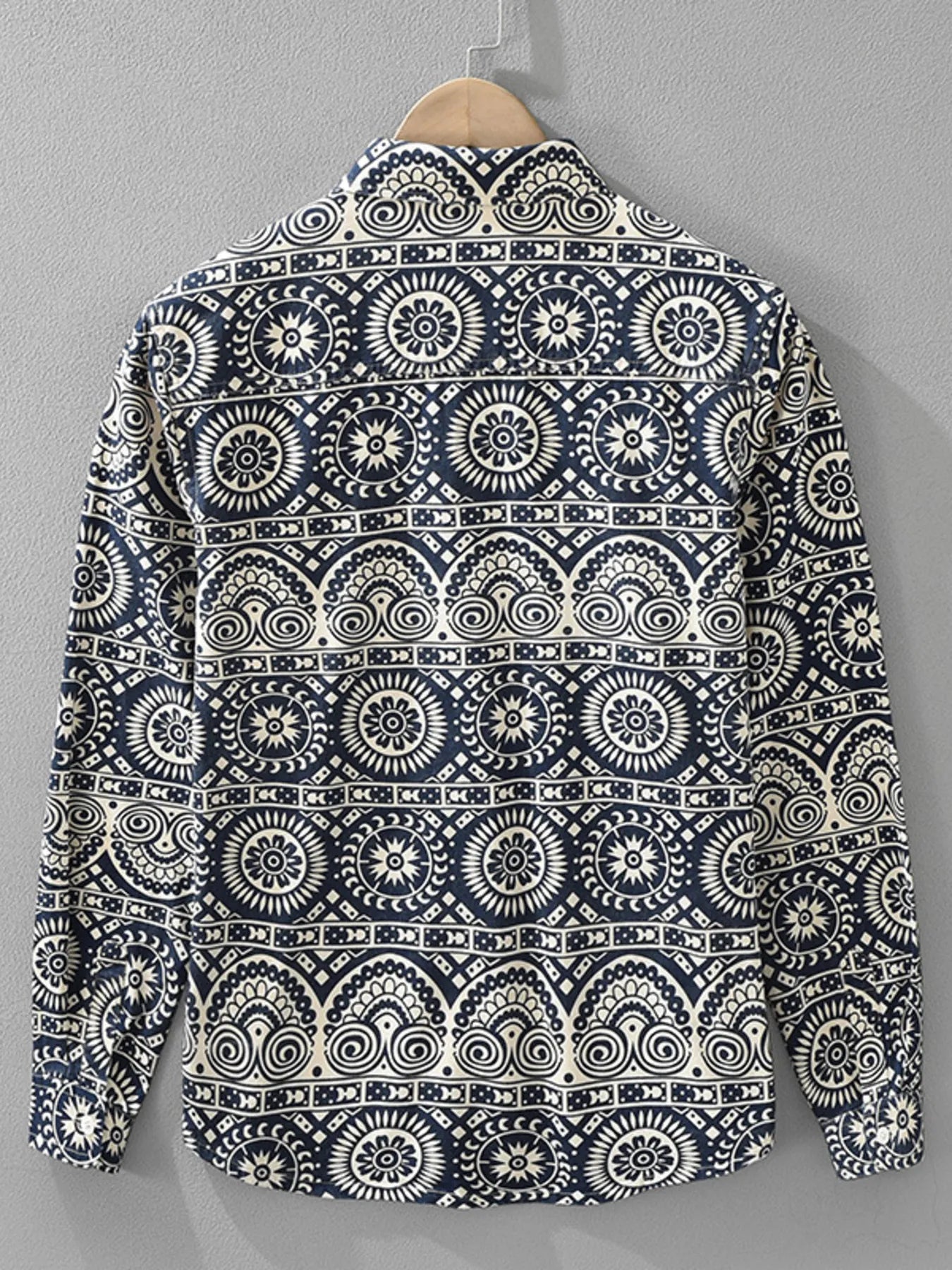 Men's Plus Size Printed Button Up Long Sleeve Shirt