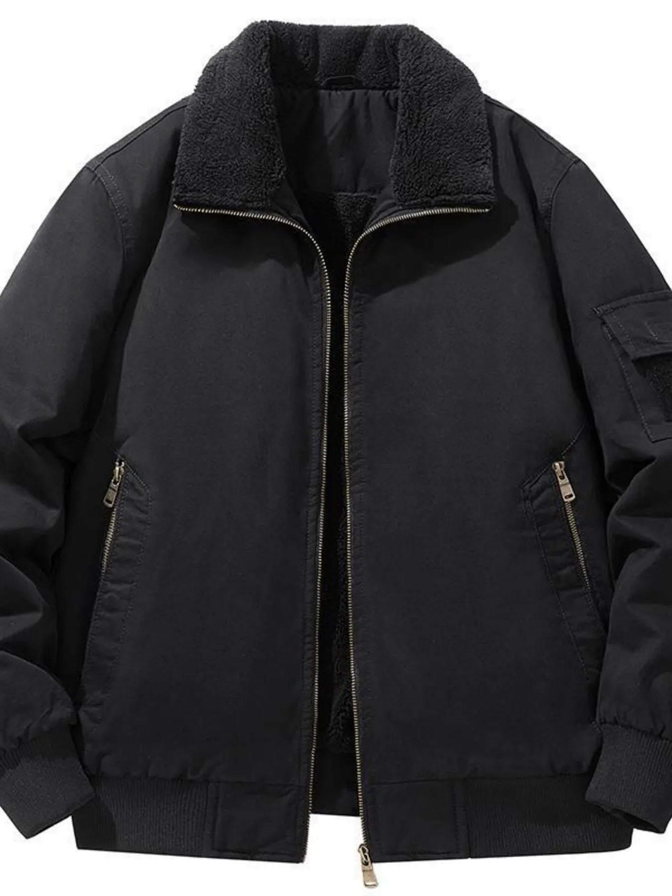Men's Plus Size Zip Up Long Sleeve Sherpa Jacket