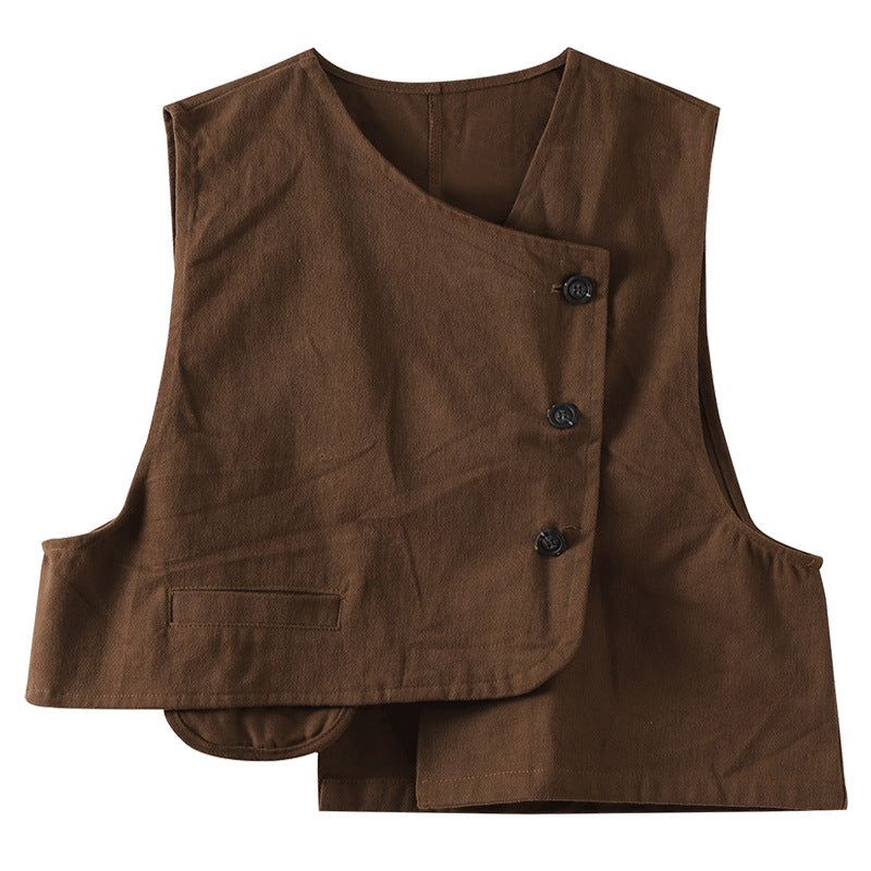 Women's Retro Straight-Cut Vest Jacket – Elegant Commuter Cardigan