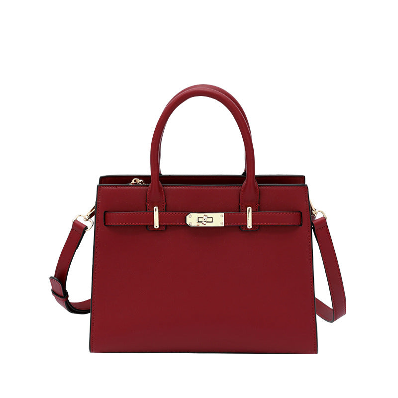 Leather Handbag with Detachable Shoulder Strap