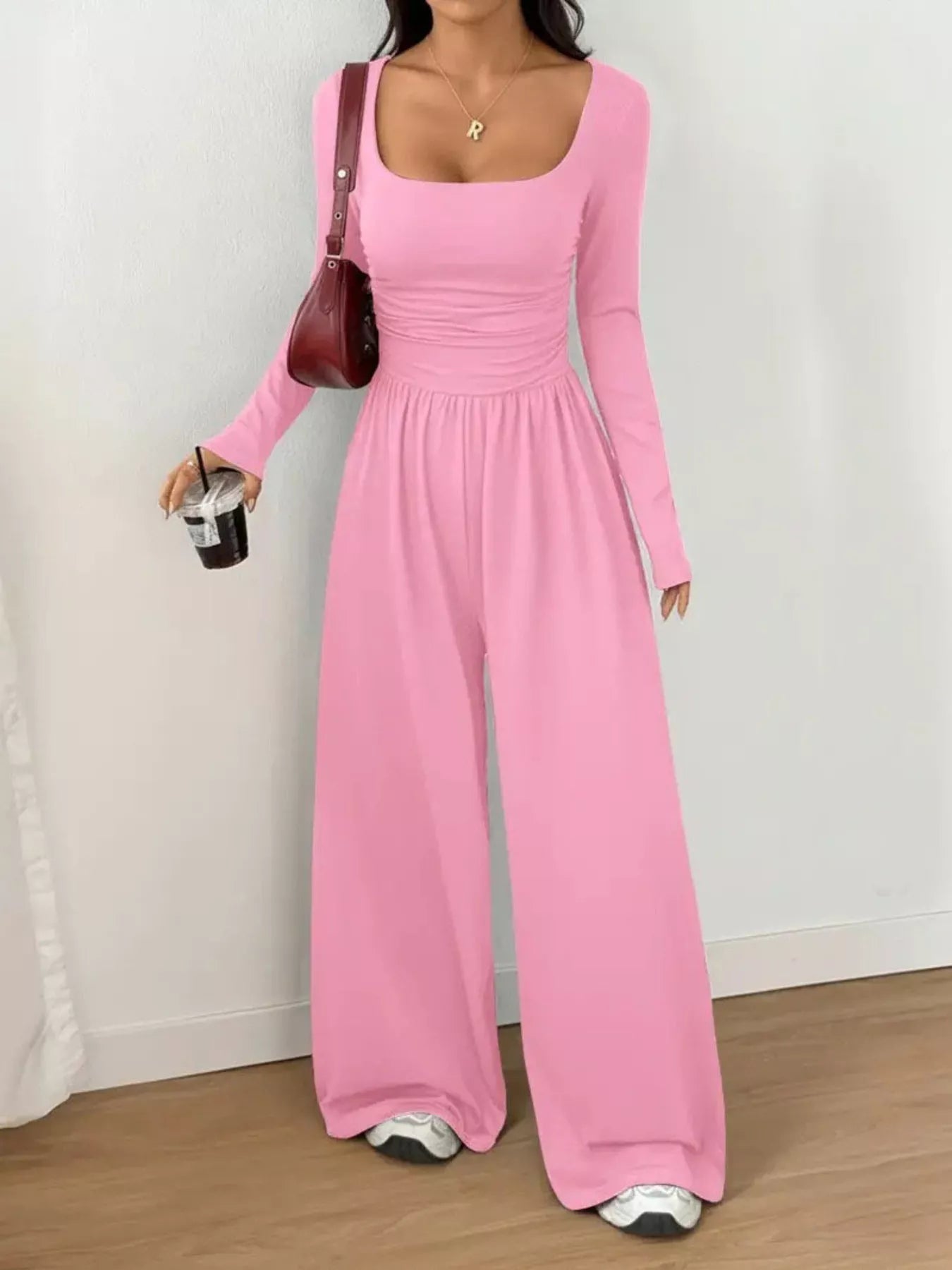 Scoop Neck Wide Leg Jumpsuit