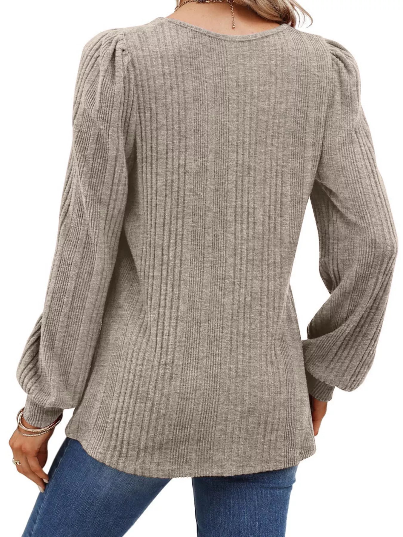Full Size Square Neck Ribbed Knit Top Plus Size