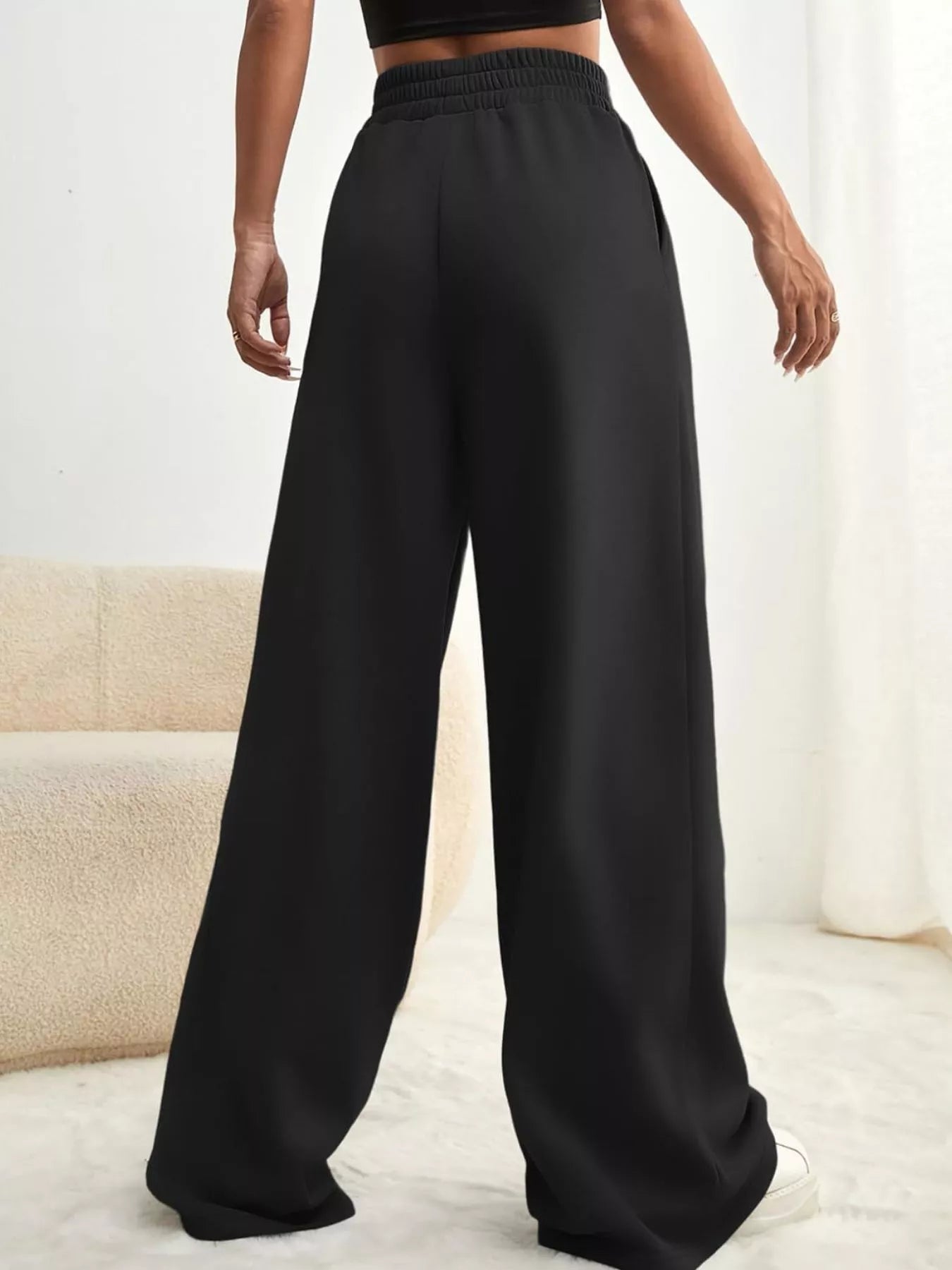 Drawstring Waist Wide Leg Pants
