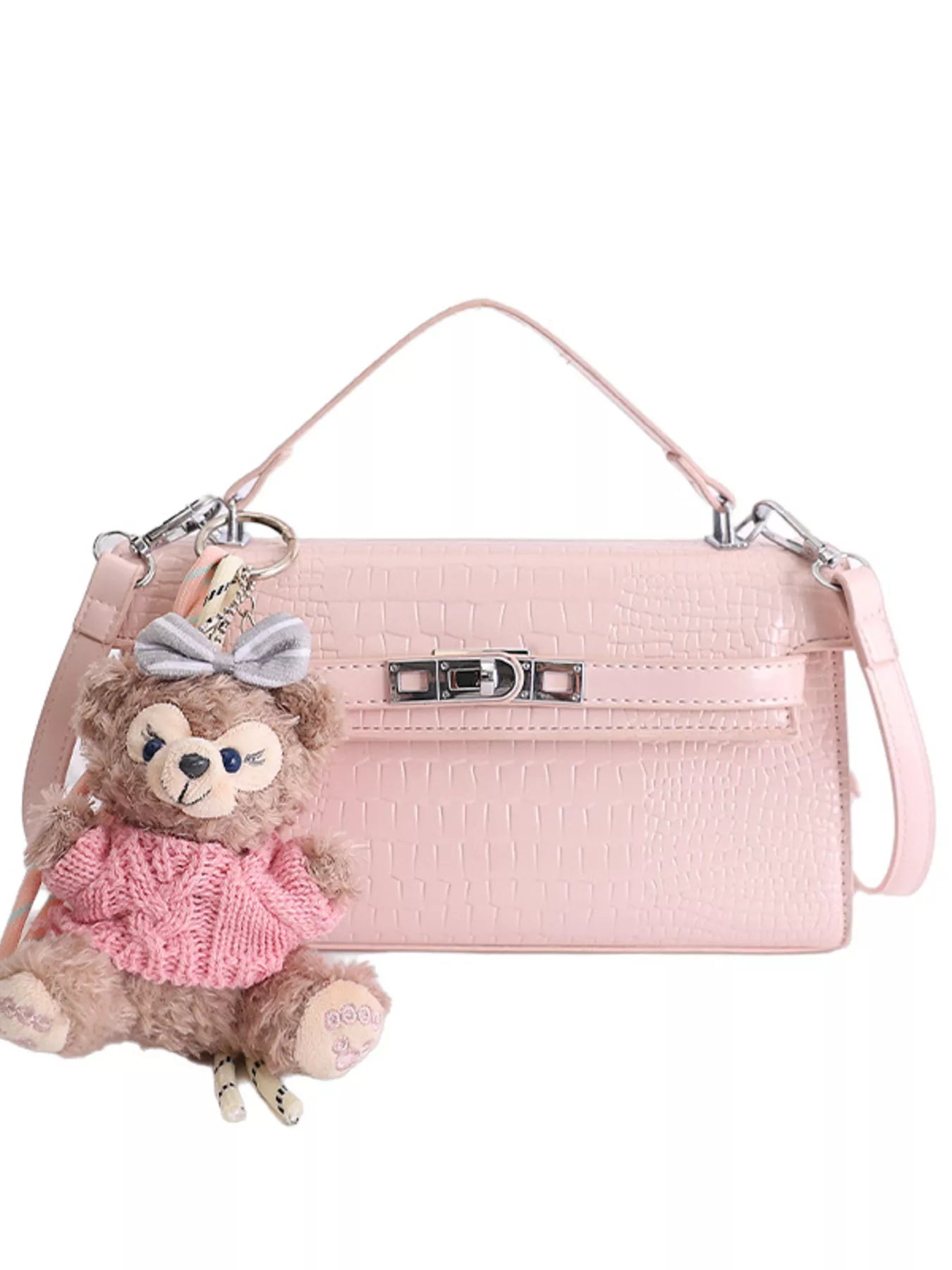 Croc-Embossed Leather Crossbody Bag