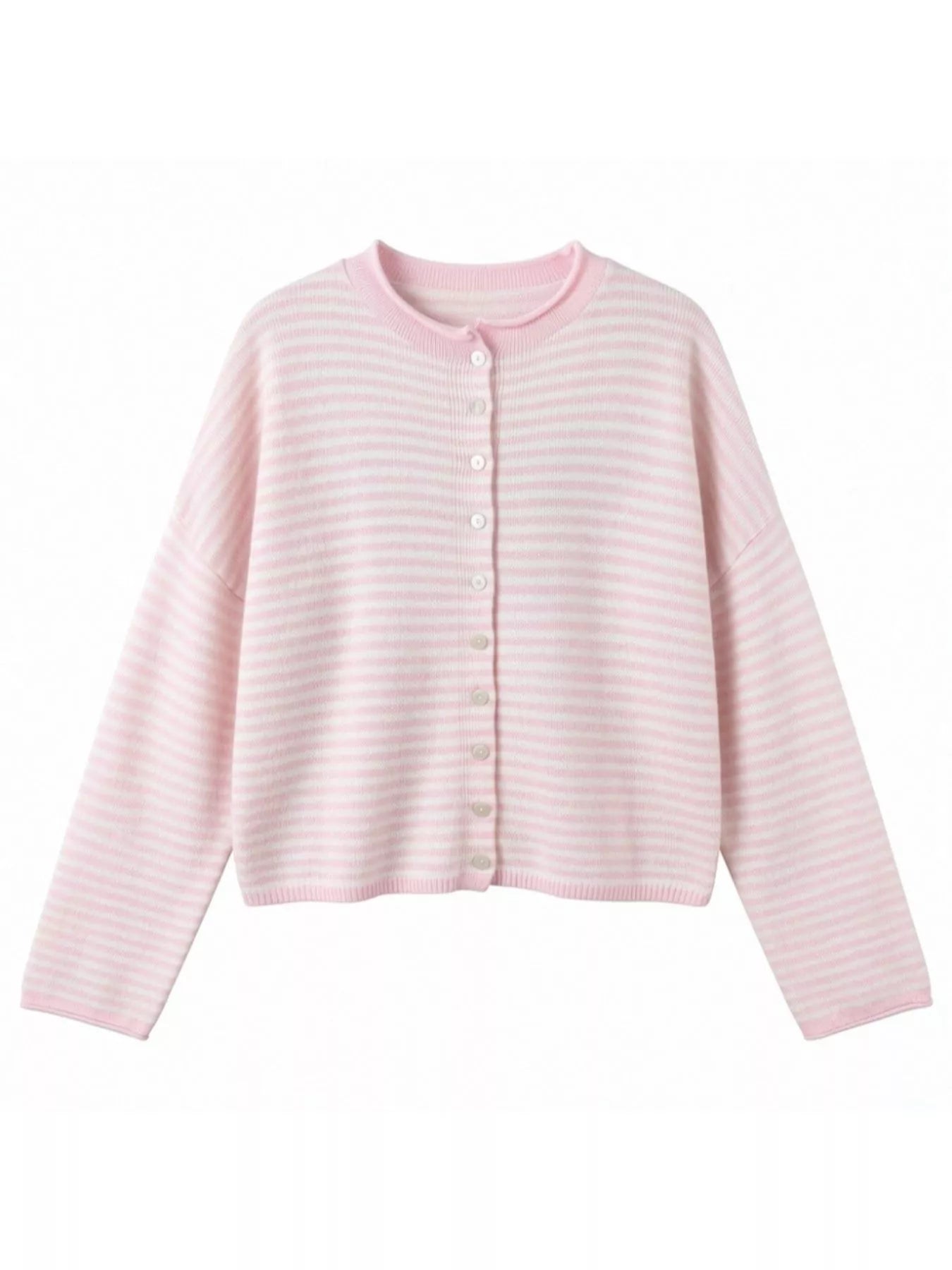 Button-Down Striped Knit Cardigan
