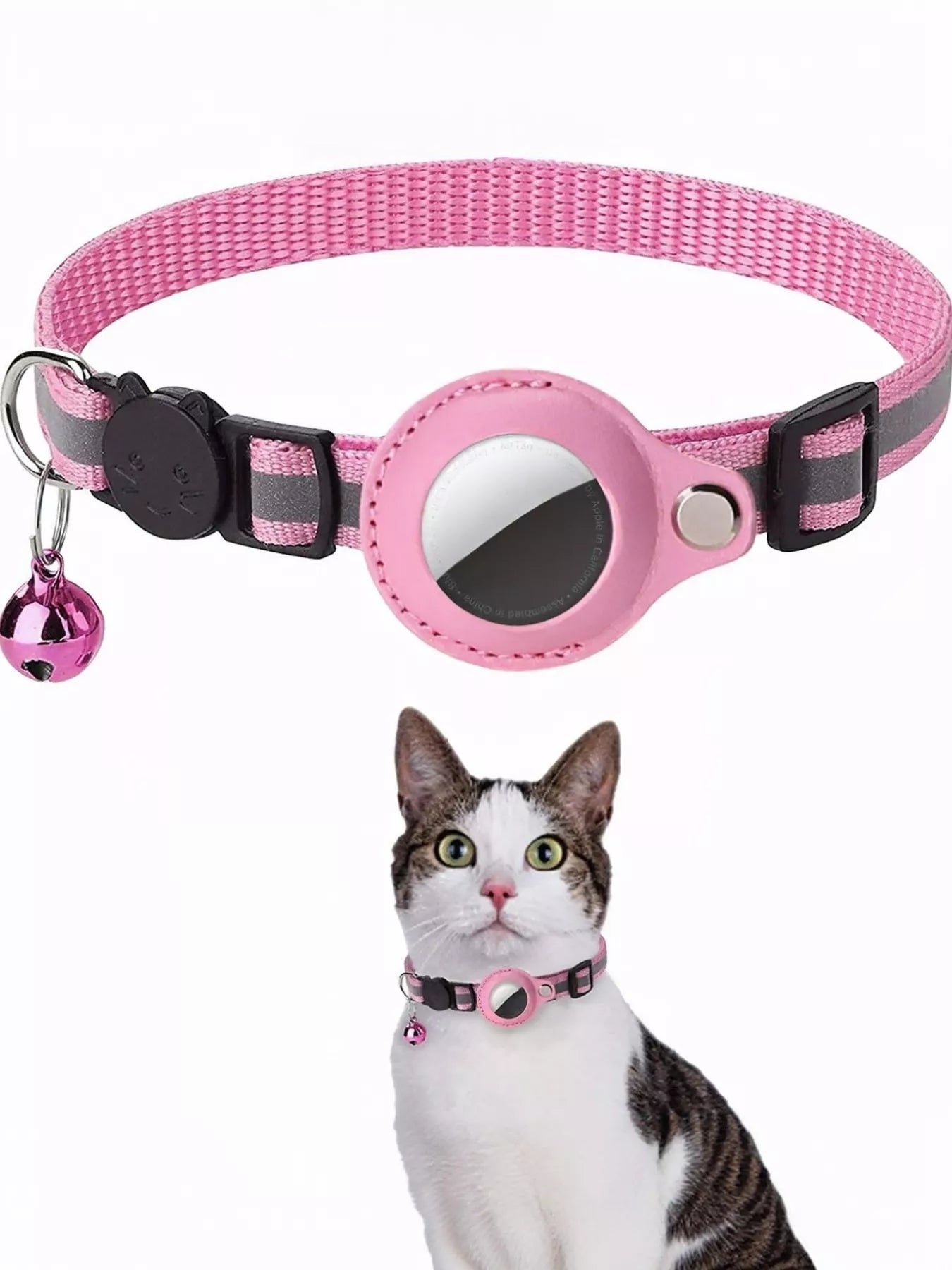 All Devices Airtag Reflective Pet Collar with Bell Anti-Lost Locator
