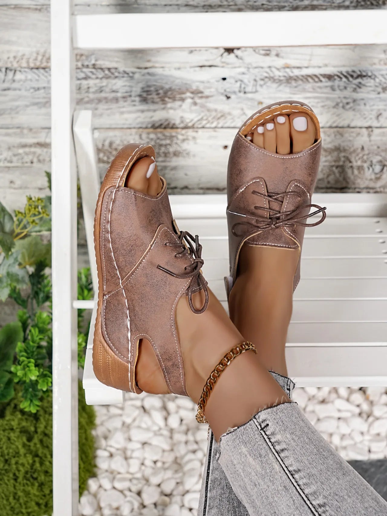 Lace Up Wedge Sandals
