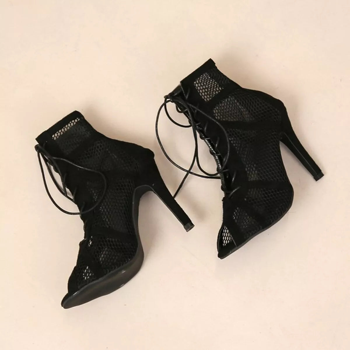 Mesh Lace Up Sandals
