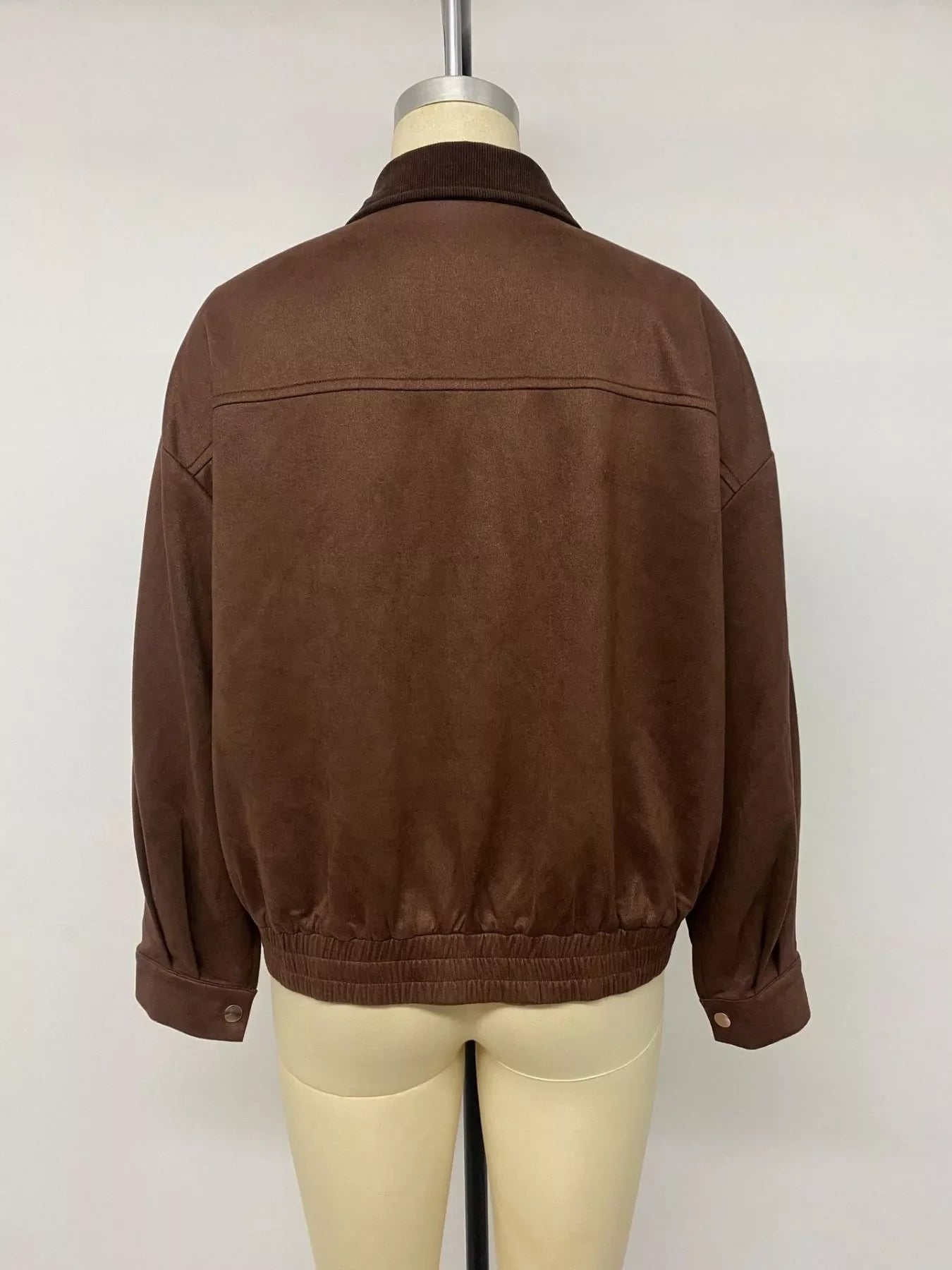 Corduroy Collar Zip-Up Jacket
