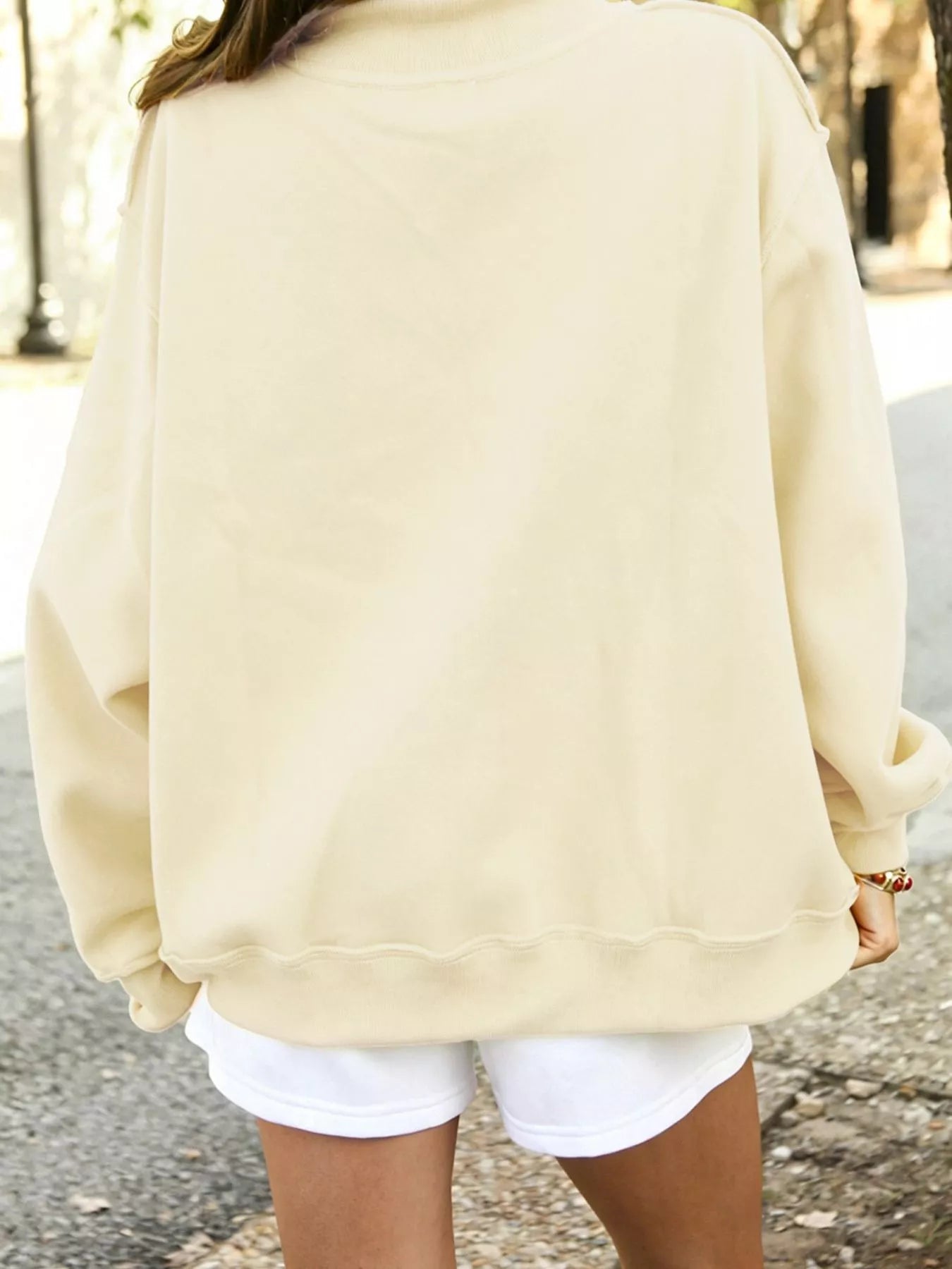 Mock Neck Dropped Shoulder Sweatshirt