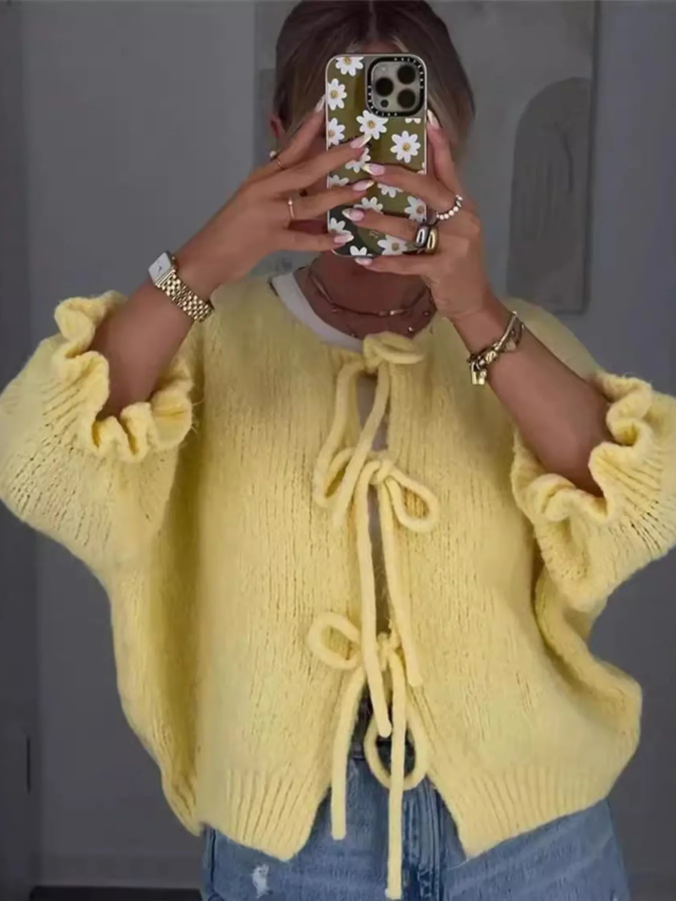 Tie-Front Cropped Cardigan