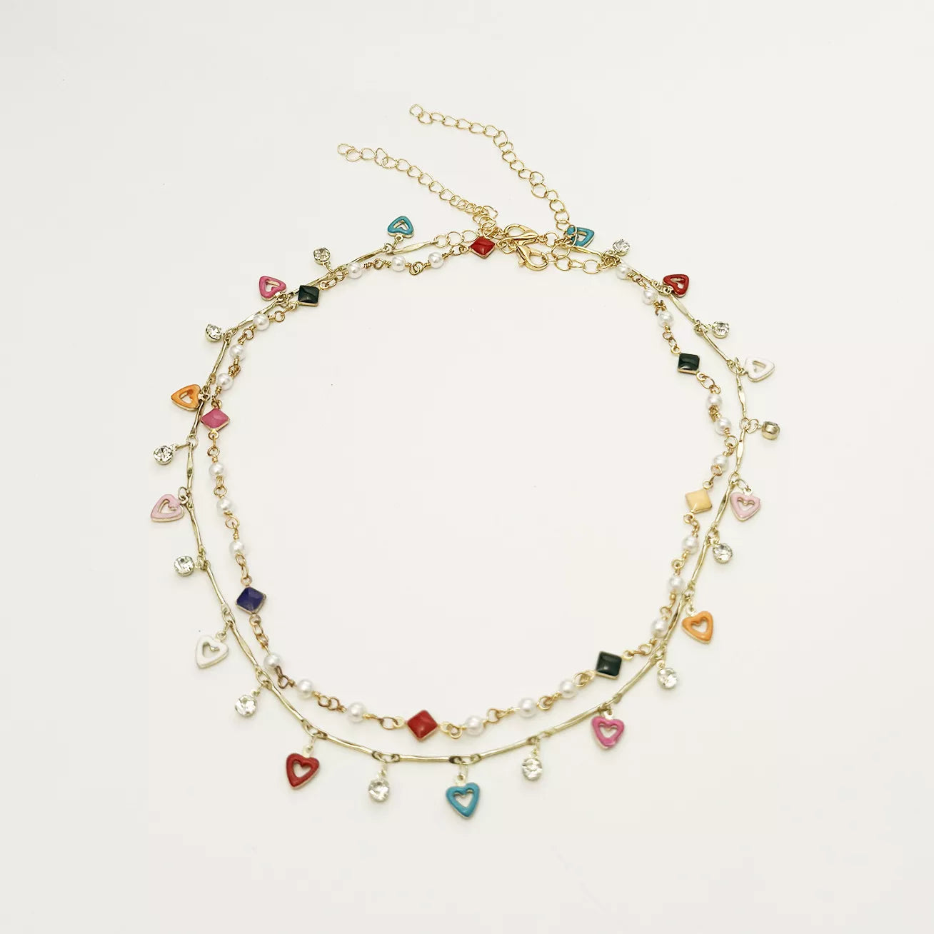 2 Piece Heart Charm Necklace