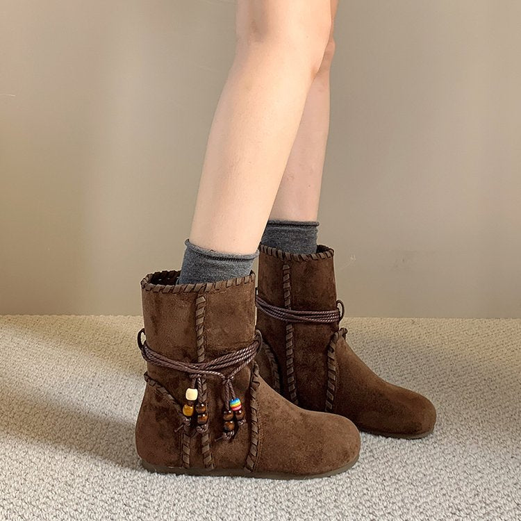 Women's Vintage Tassel Suede Ankle Boots – Invisible Heightening Slim-Fit