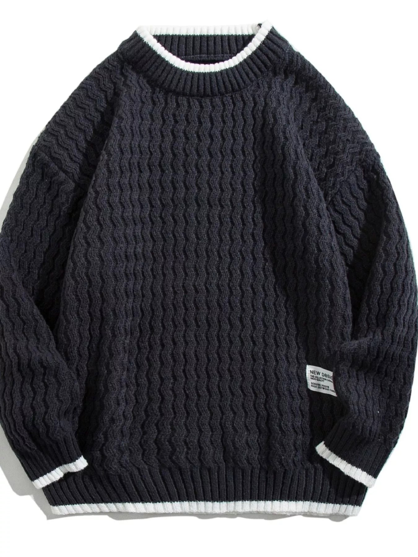 Men's Plus Size Round Neck Textured Knit Sweater