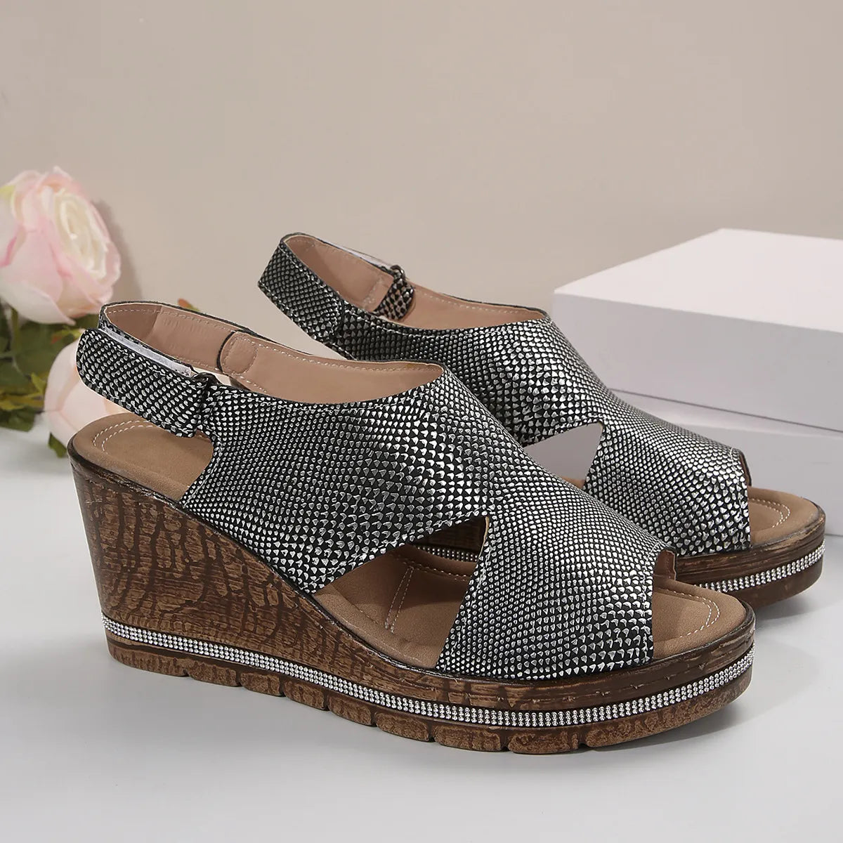 Peep Toe Wedge Sandals
