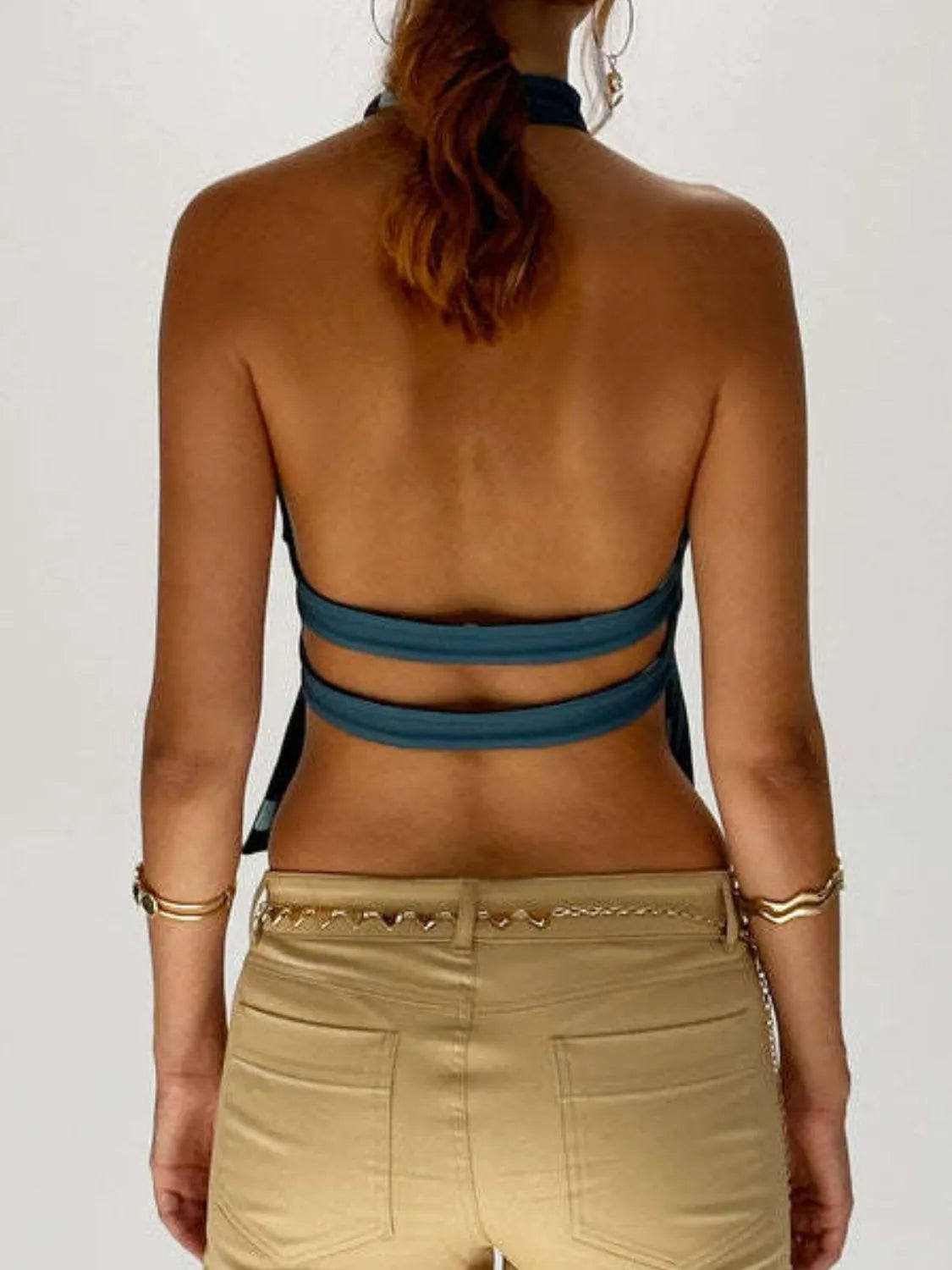 Backless Printed Halter Neck Tank