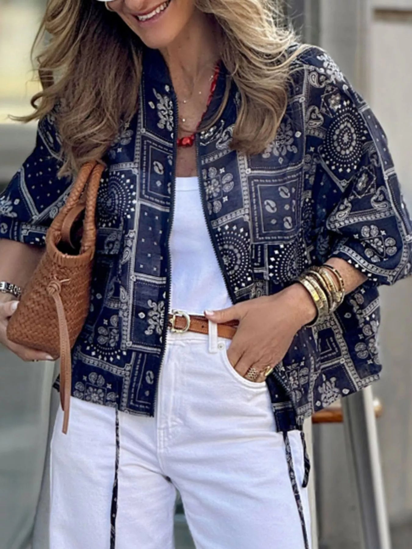Printed Zip Up Jacket
