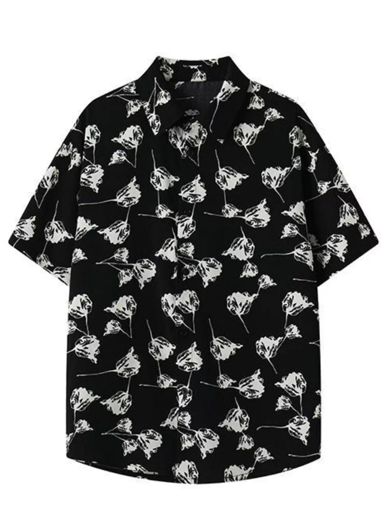 Men's Plus Size Printed Button Up Short Sleeve Shirt