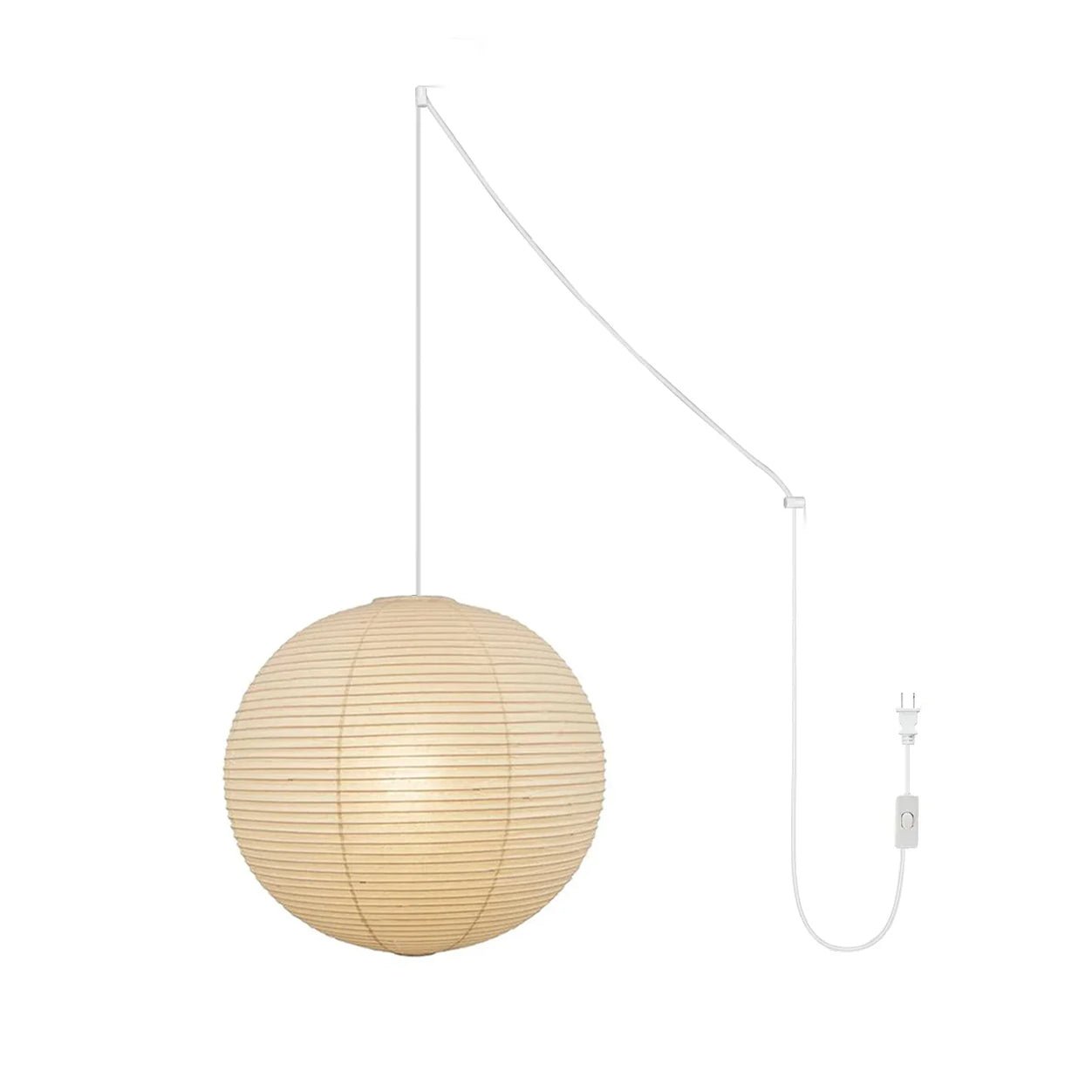 Akari A Round Swag Light (white plug wire)