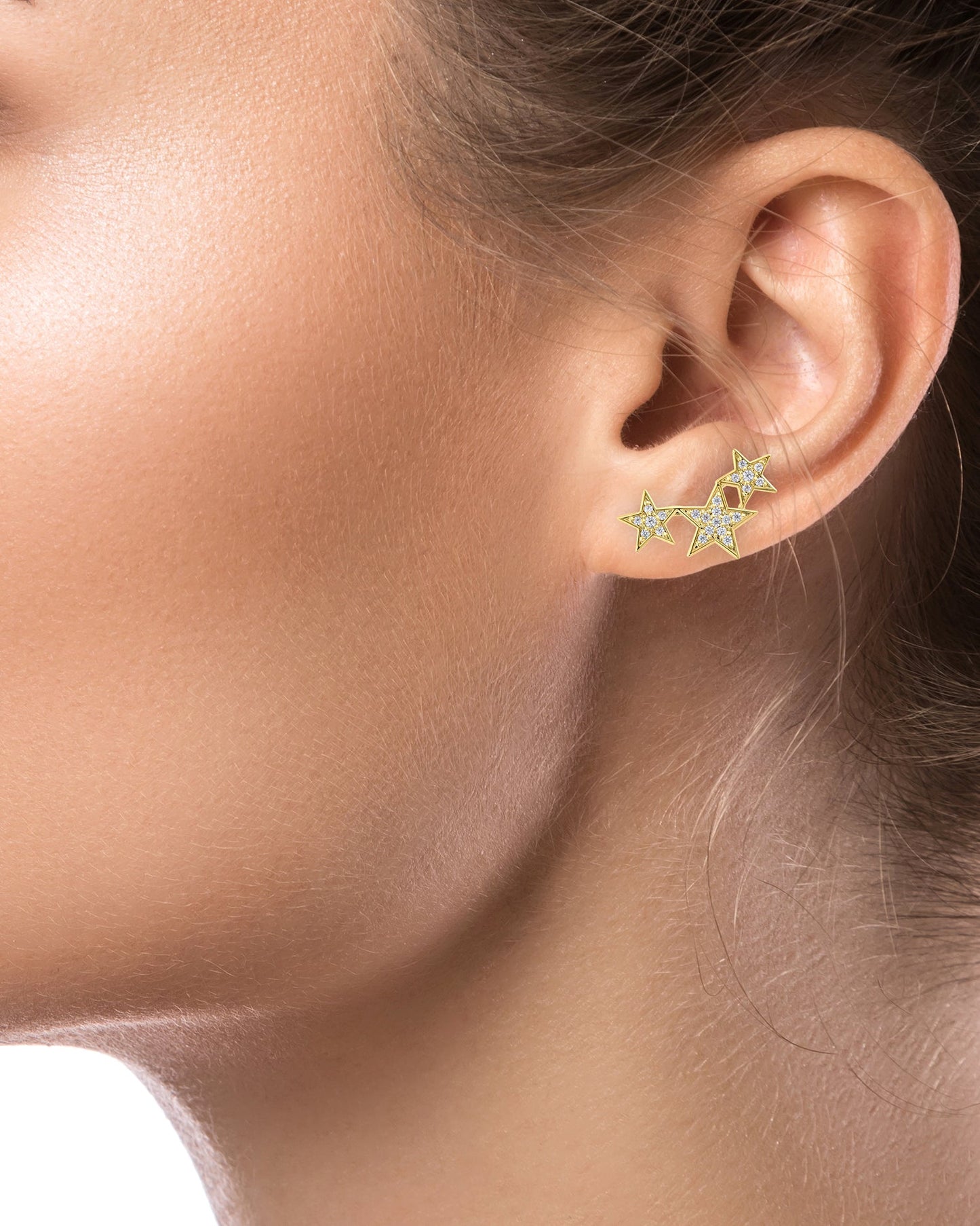 Triple Star Mini Crawler Earrings