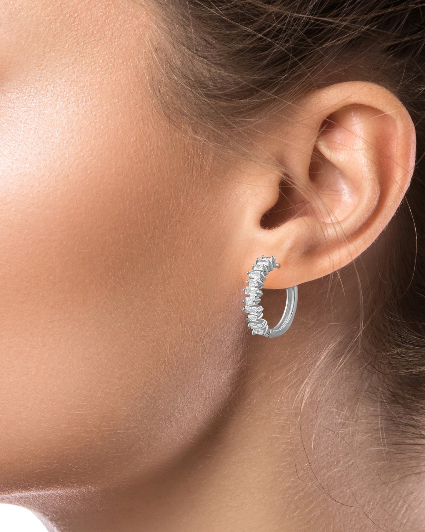 Baguette CZ Hoop Earrings