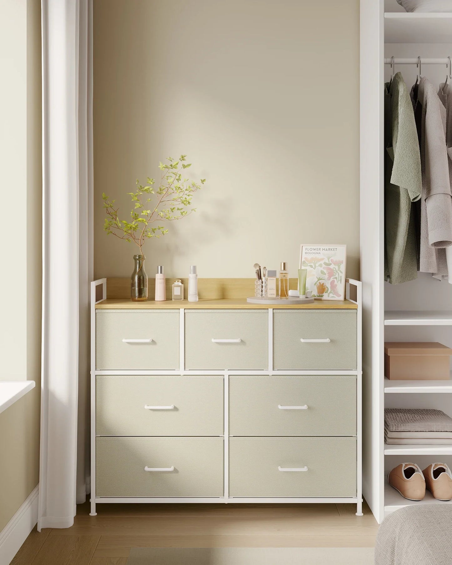 7 Drawers Industrial Style Metal Frame Dresser