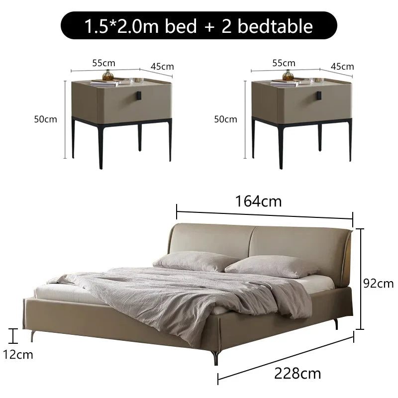 Modern Leather Wingback King/Queen Soft Bed Frame with Upholstered Headboard Can be Customzied