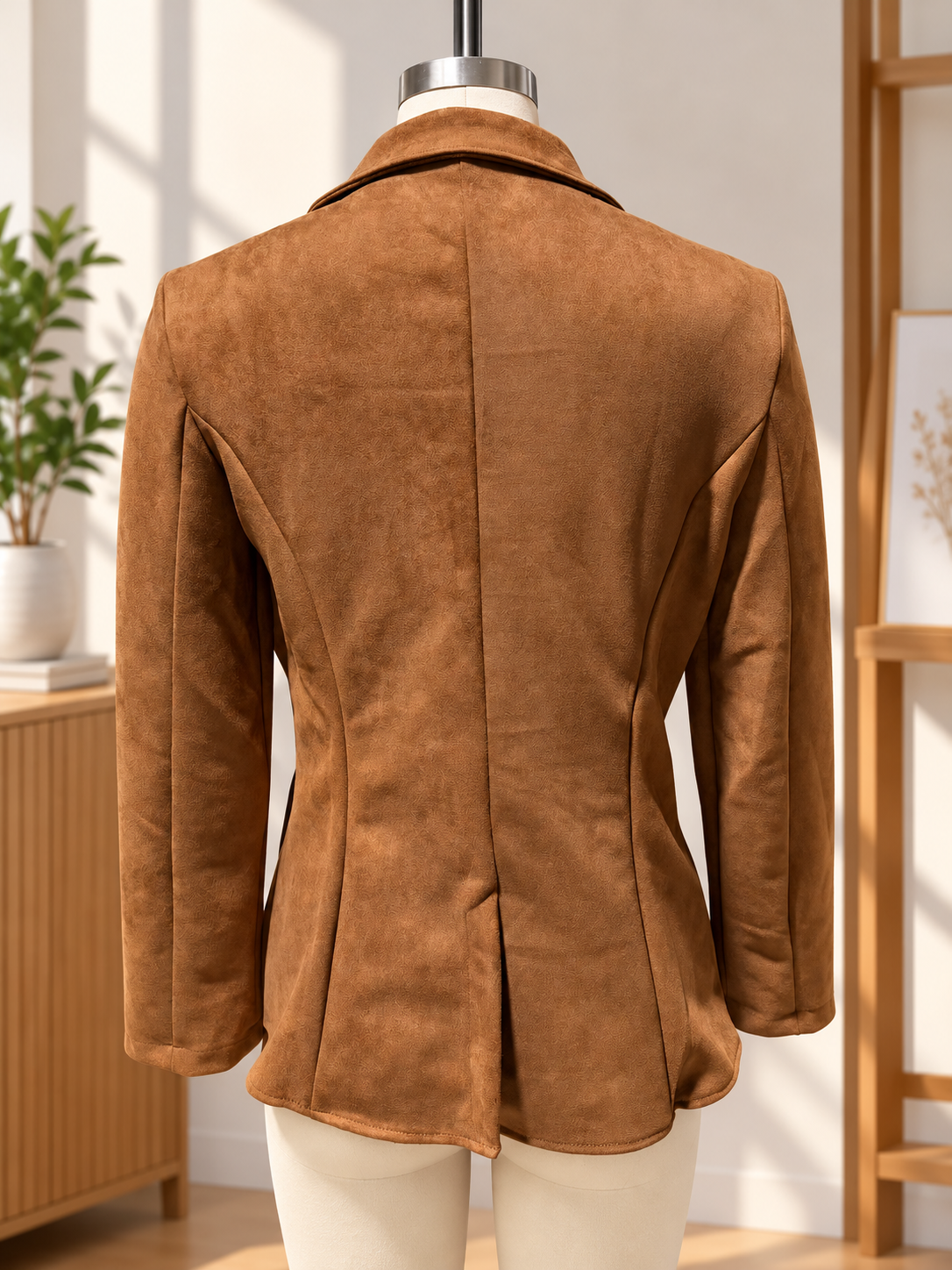 Women's Loose-Fit Faux-Suede Lapel Blazer