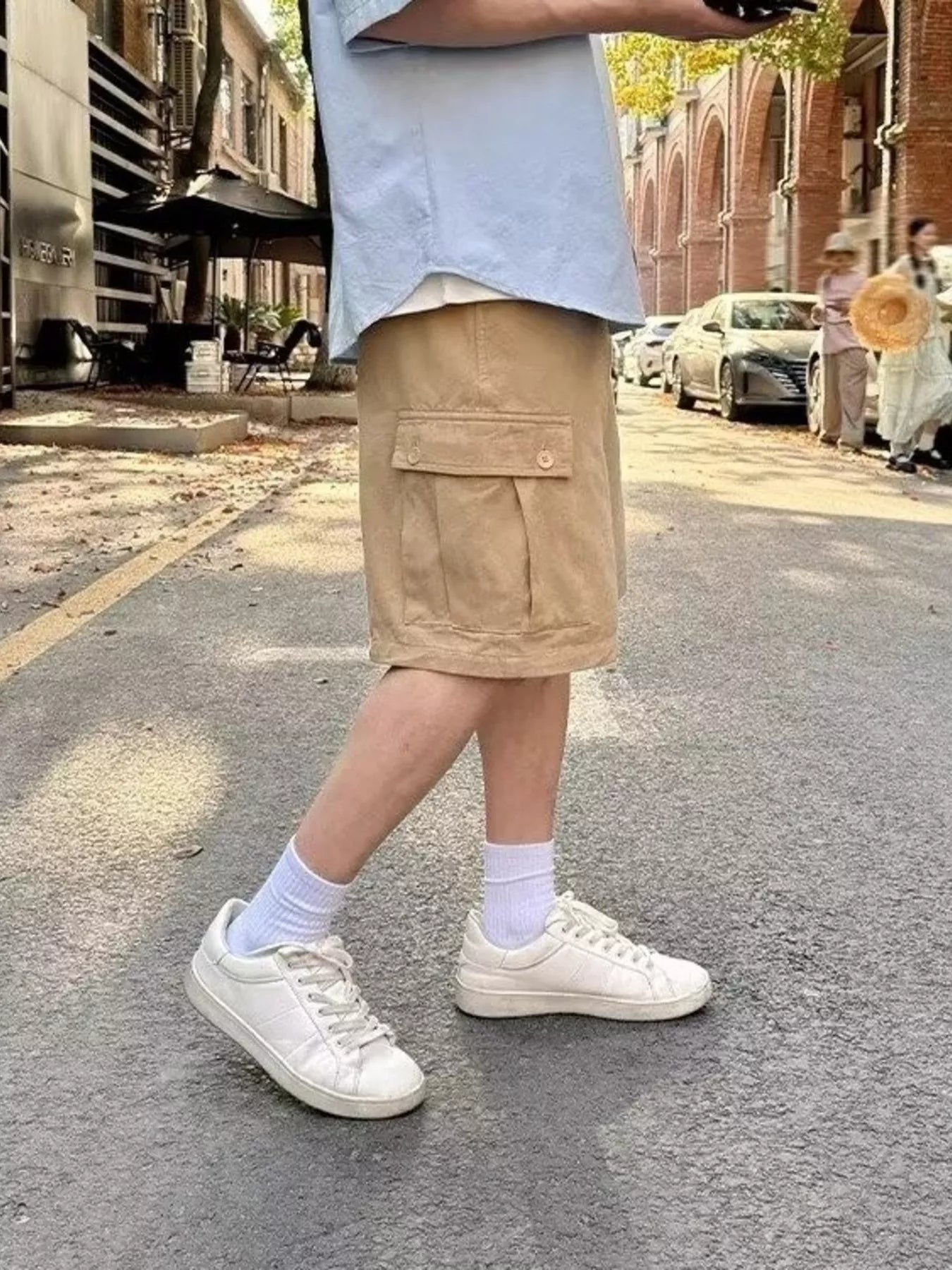 Men's Plus Size Casual Cargo Shorts with Pockets