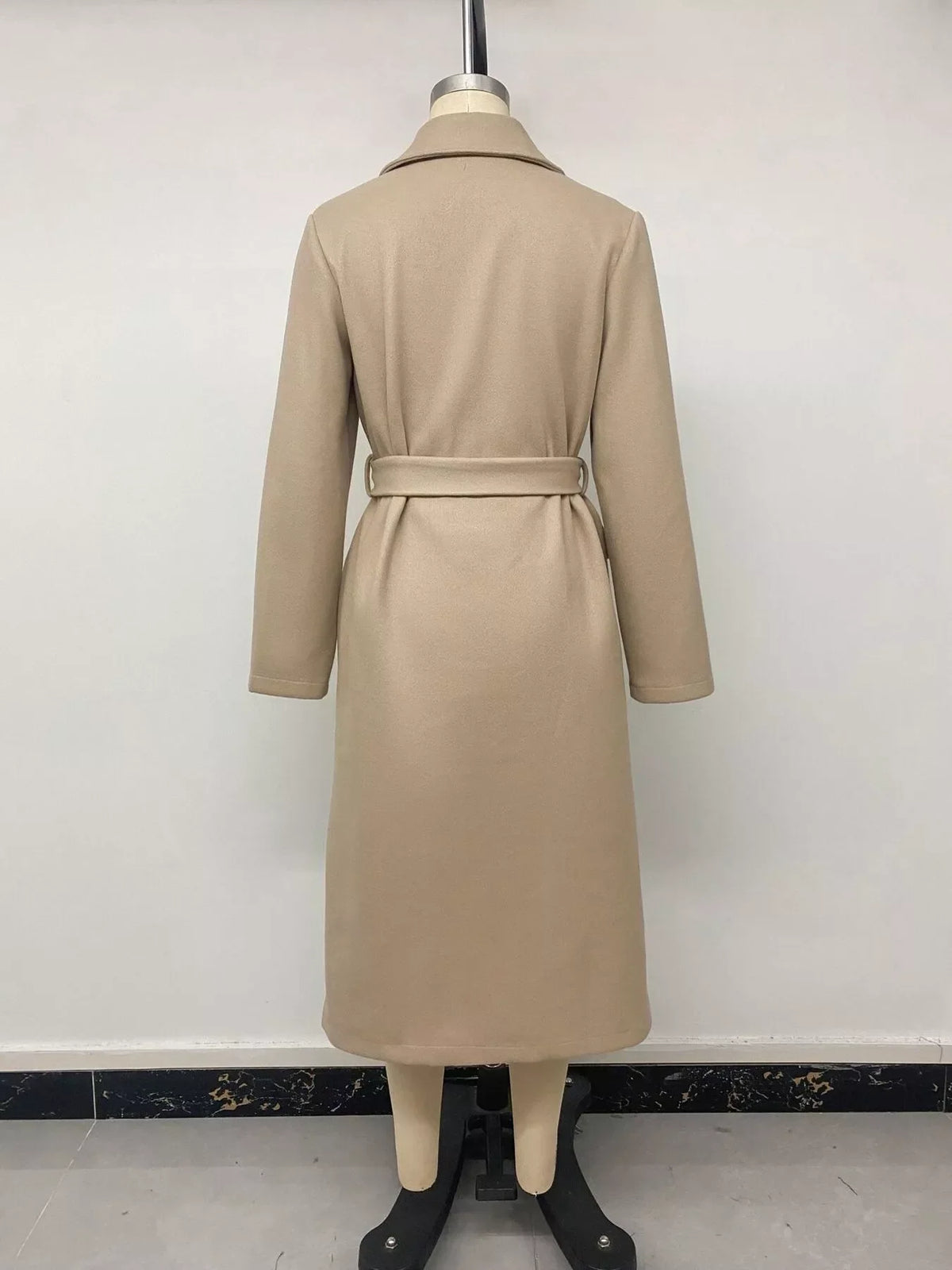 Double-Breasted Lapel Collar Longline Coat