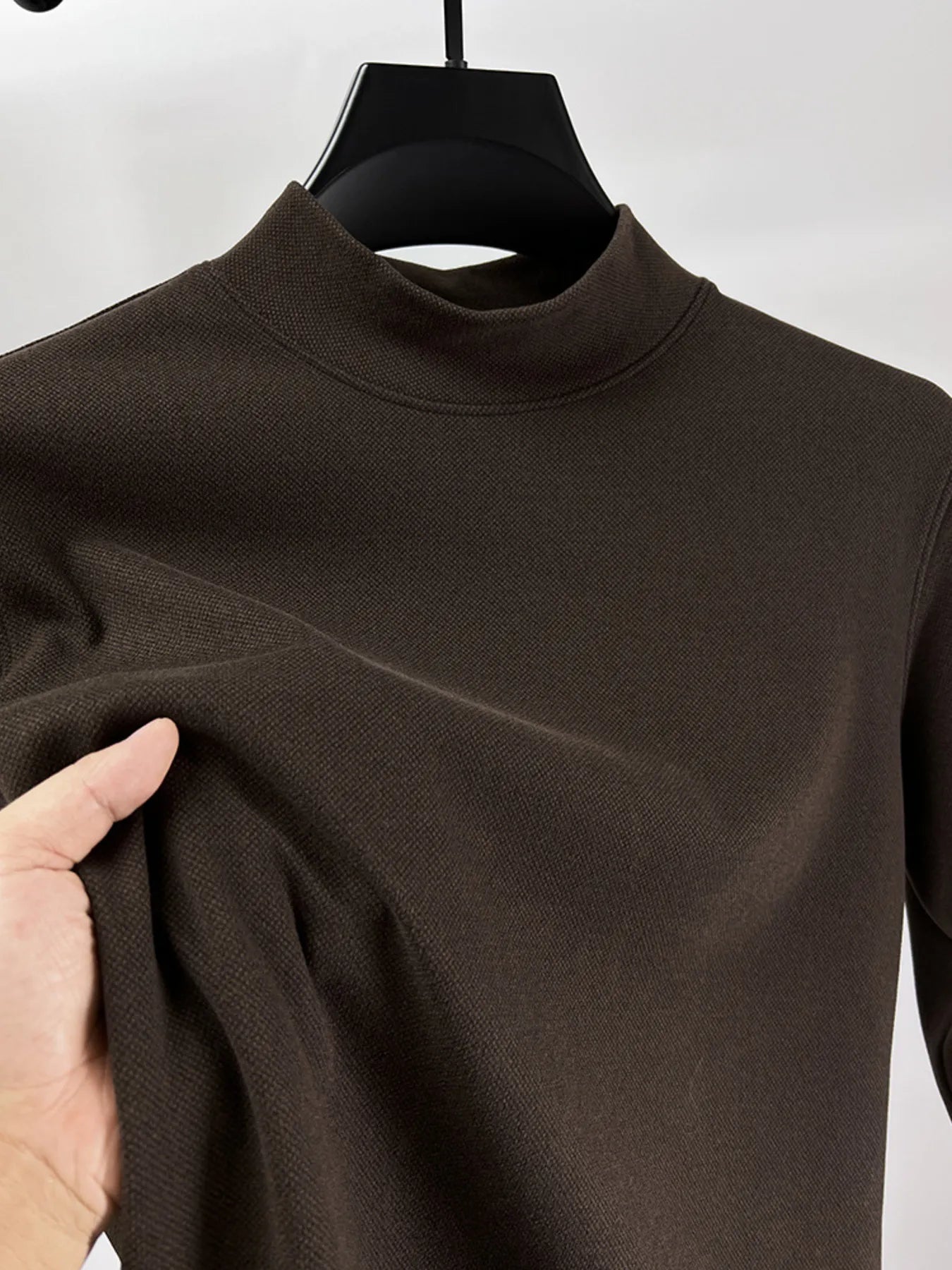 Men's Plus Size Mock Neck Long Sleeve Top