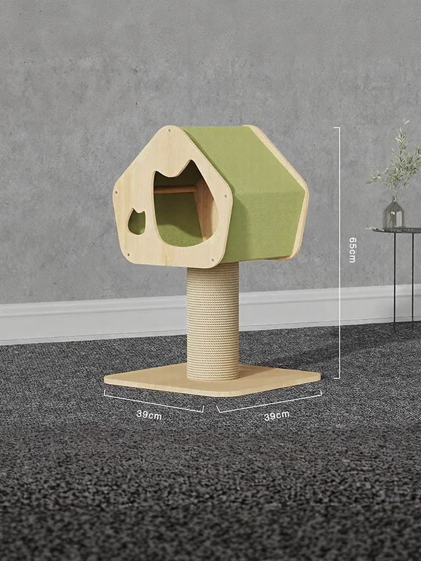 Modern Wooden Cat Condo with Scratching Post