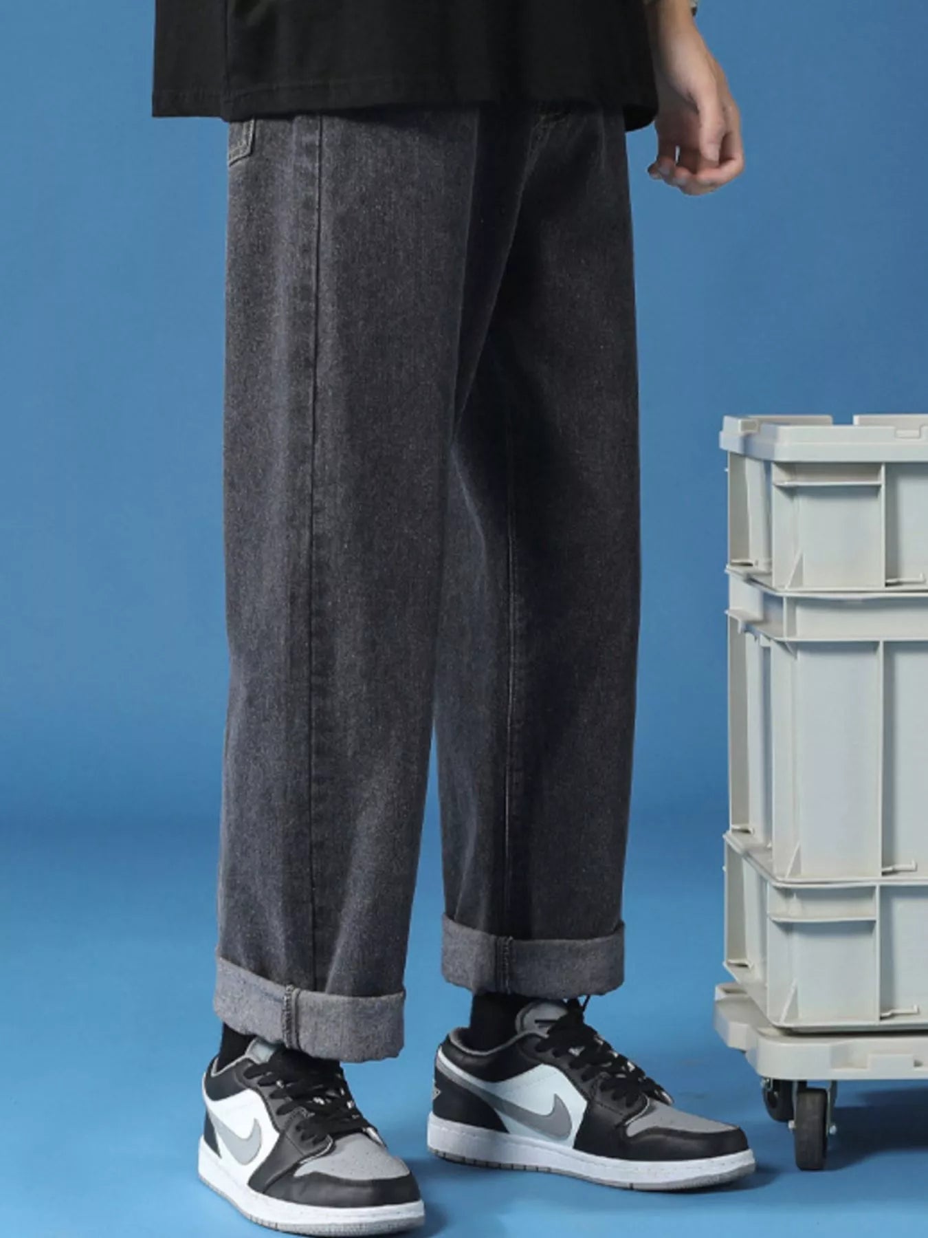 Men's Full Size Relaxed Fit Cuffed Hem Jeans Plus Size