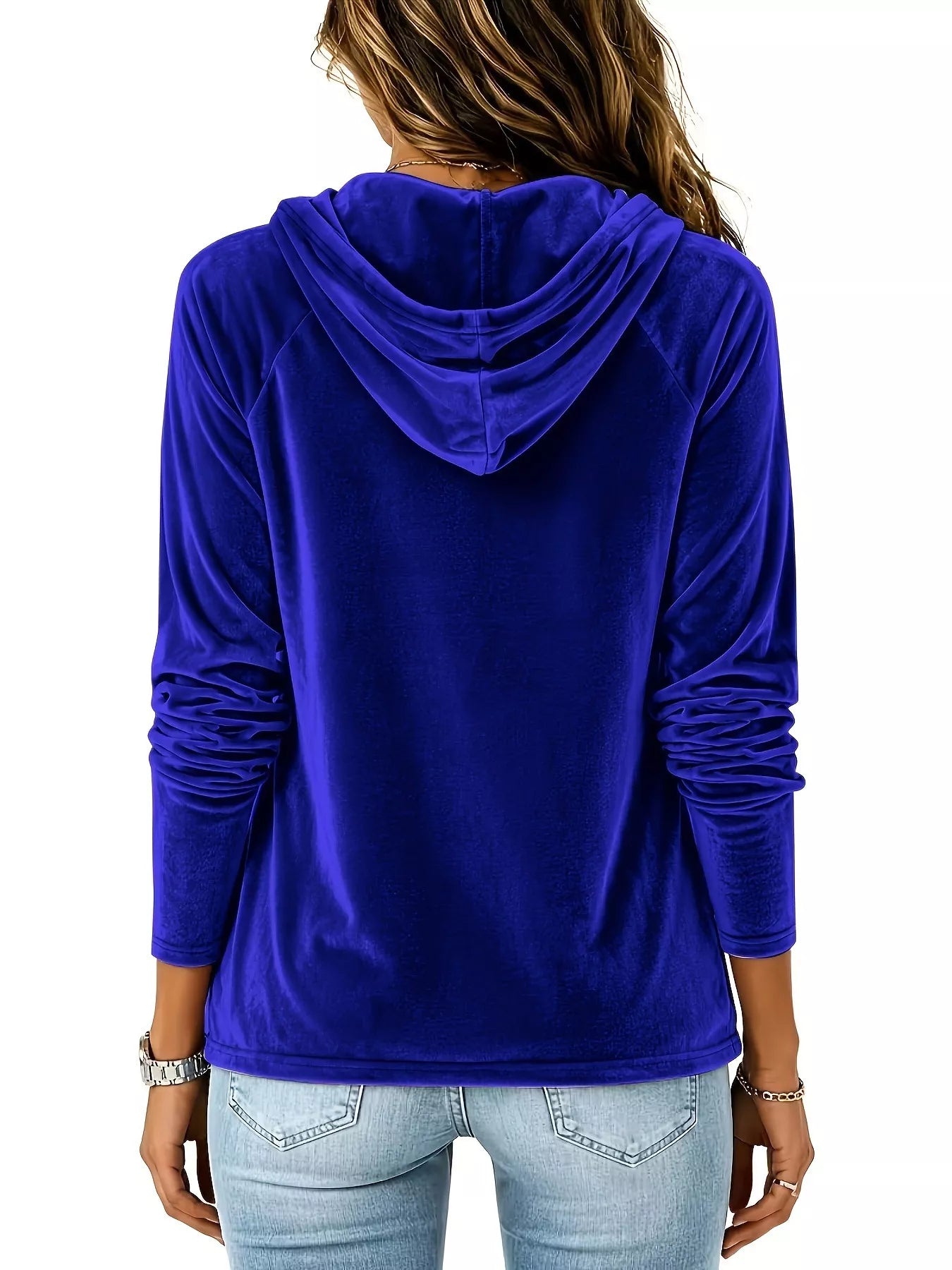 Full Size Velvet Drawstring Long Sleeve Hoodie Plus Size
